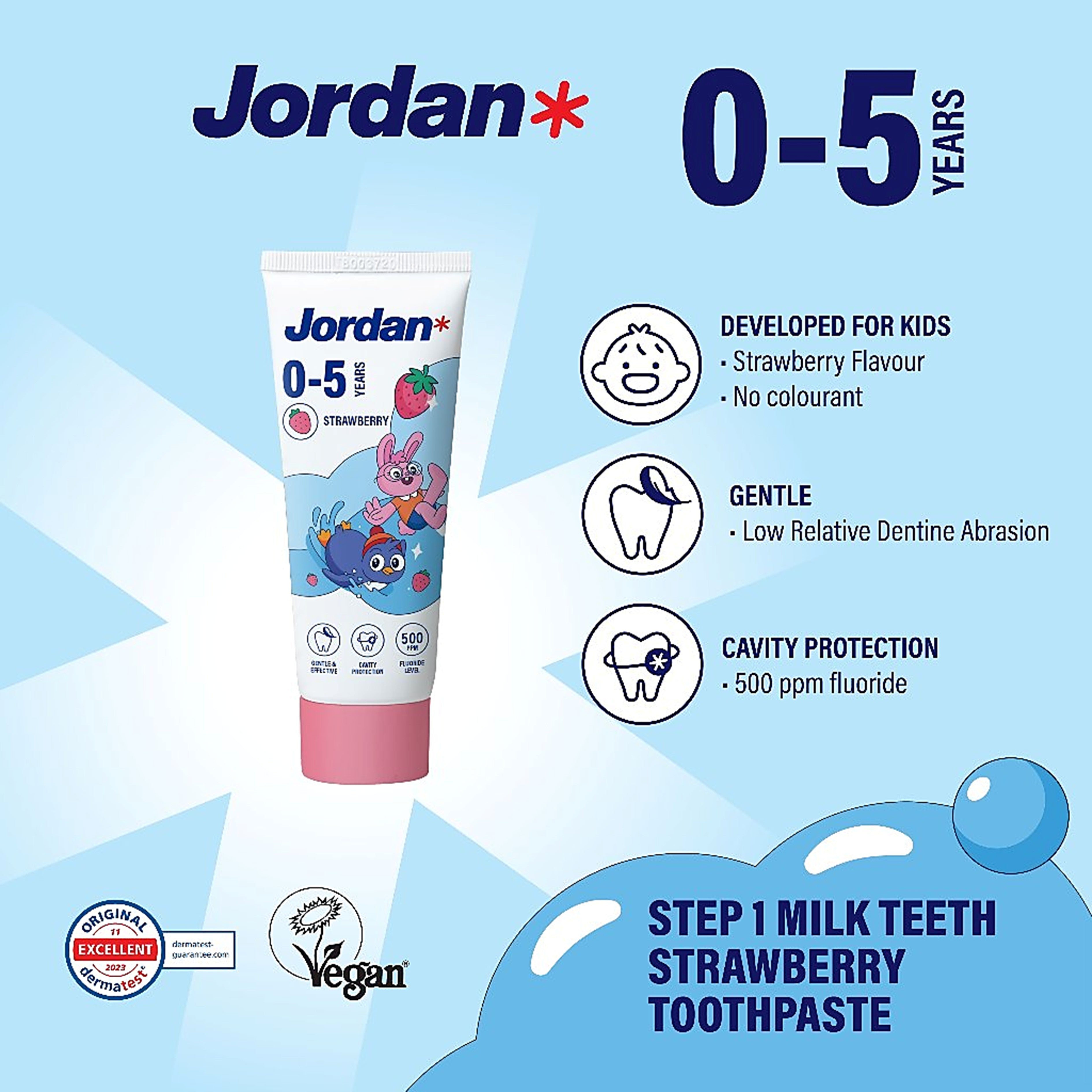 Jordan Toothpaste Step 1 0-5 Years - Strawberry (75g)