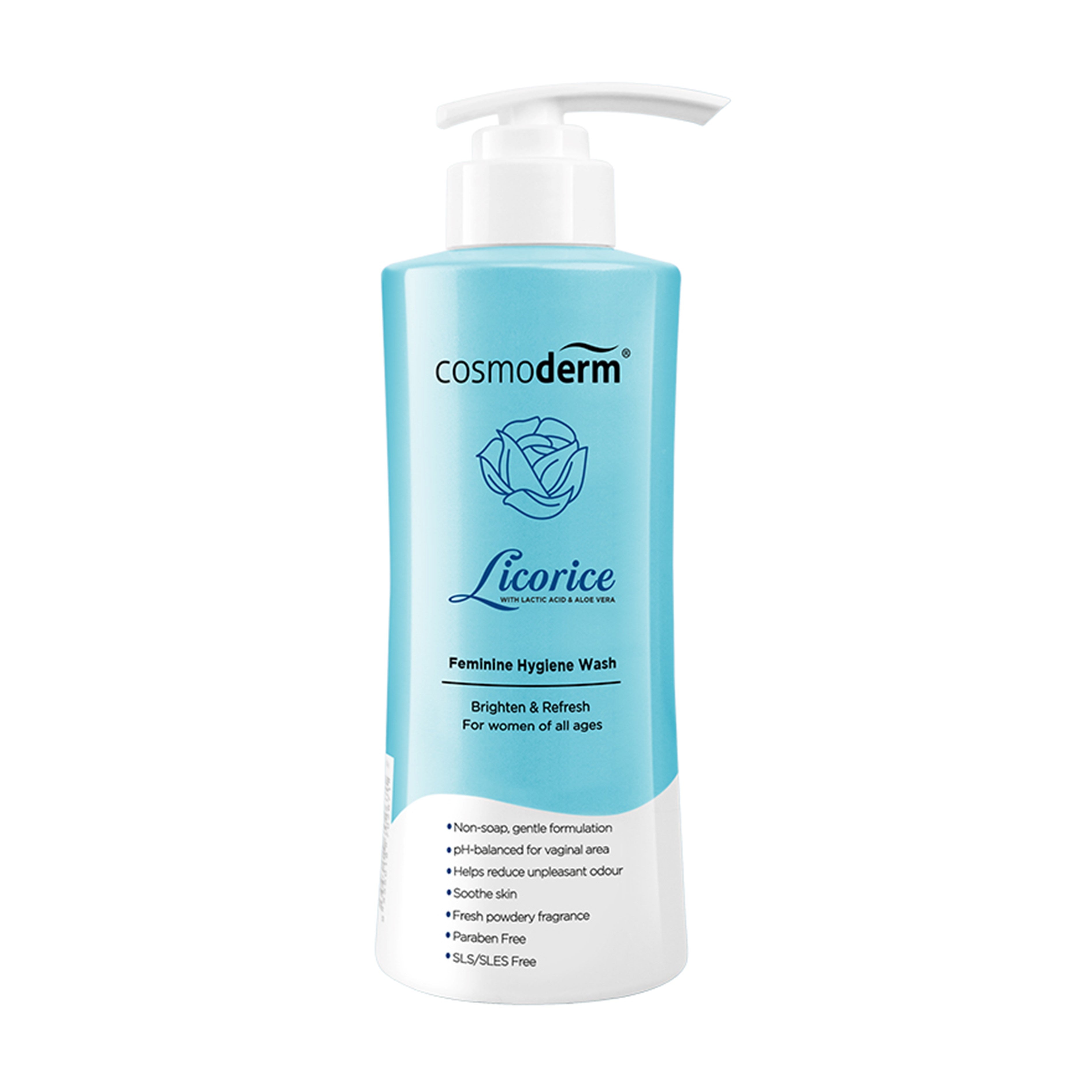 Cosmoderm Licorice (With Lactic Acid and Aloe Vera) Feminine Hygiene Wash 375mL
