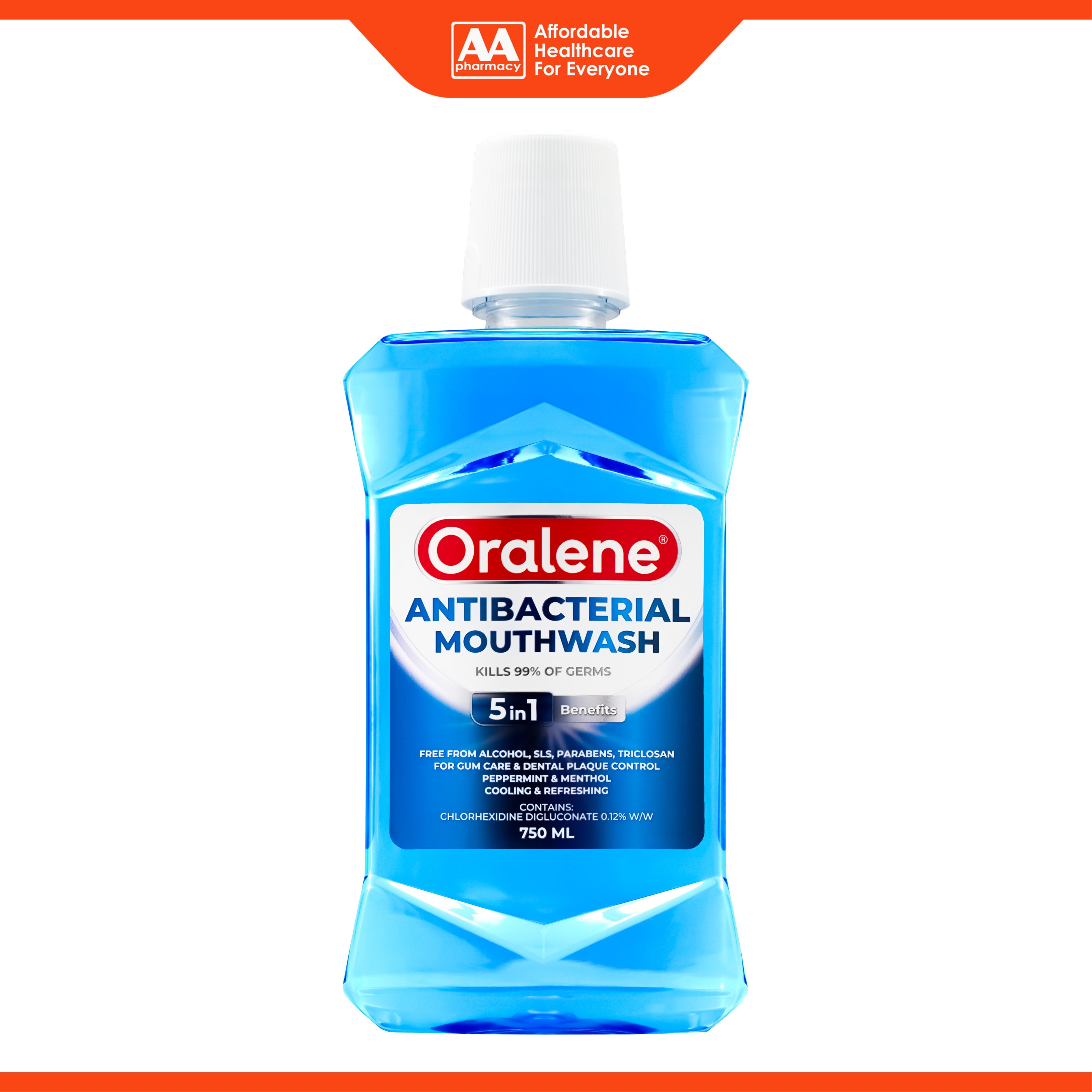 Oralene Antibacterial Mouthwash 750mL - Chlorhexidine Digluconate 0.12%