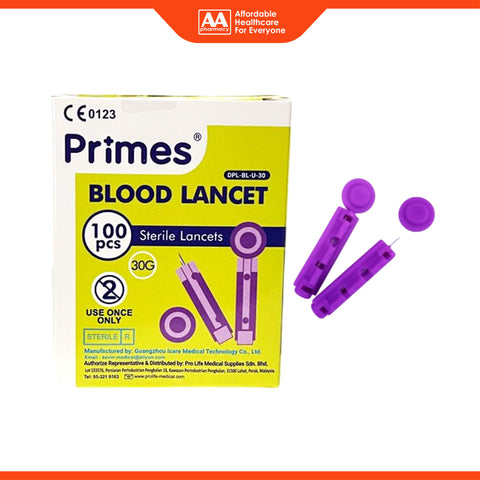 Primes Blood Lancet 30G (DPL-BL-U-30) 100’s (Universal/Round)
