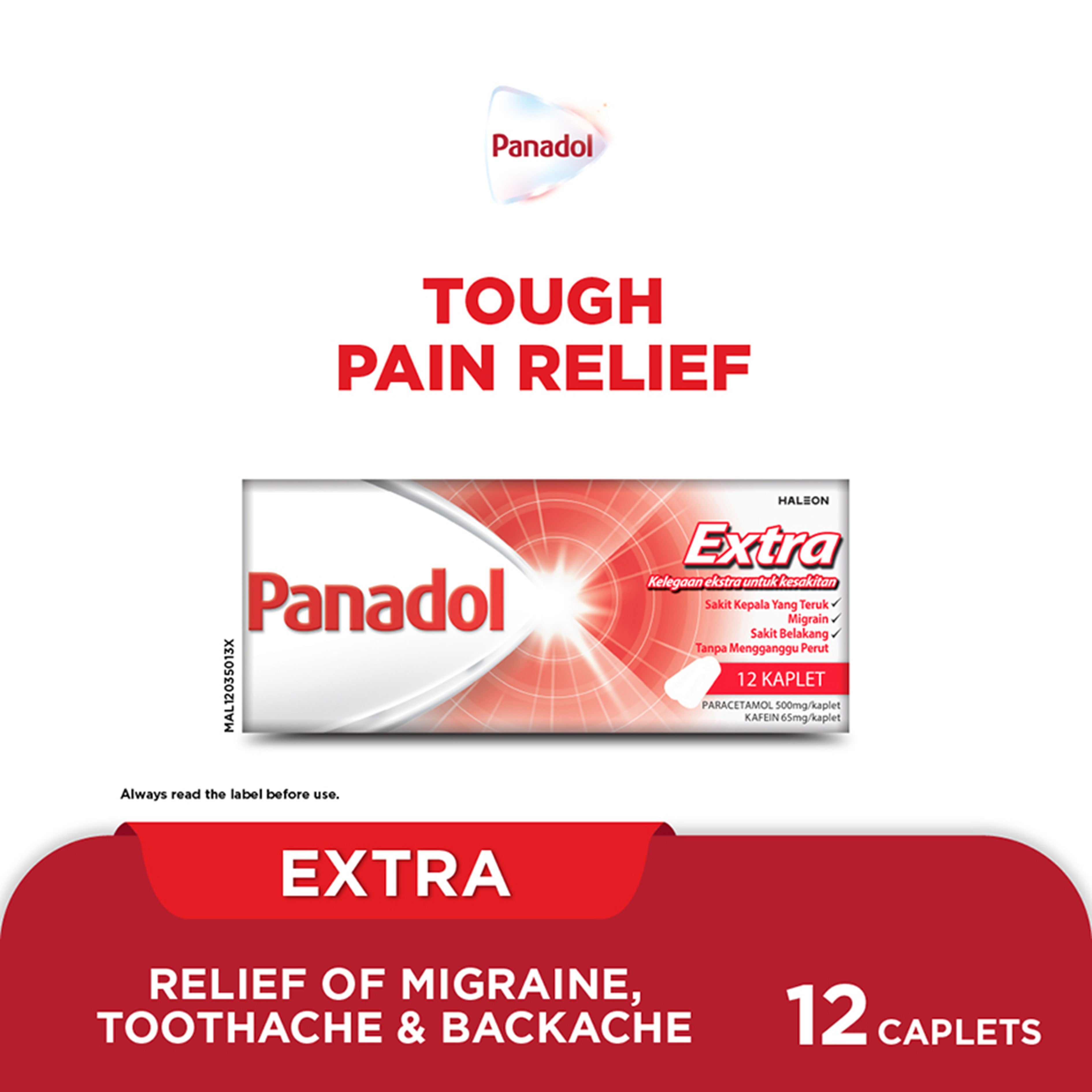 Panadol Extra (Paracetamol 500mg/Caffeine 65mg) Caplet 2x6's