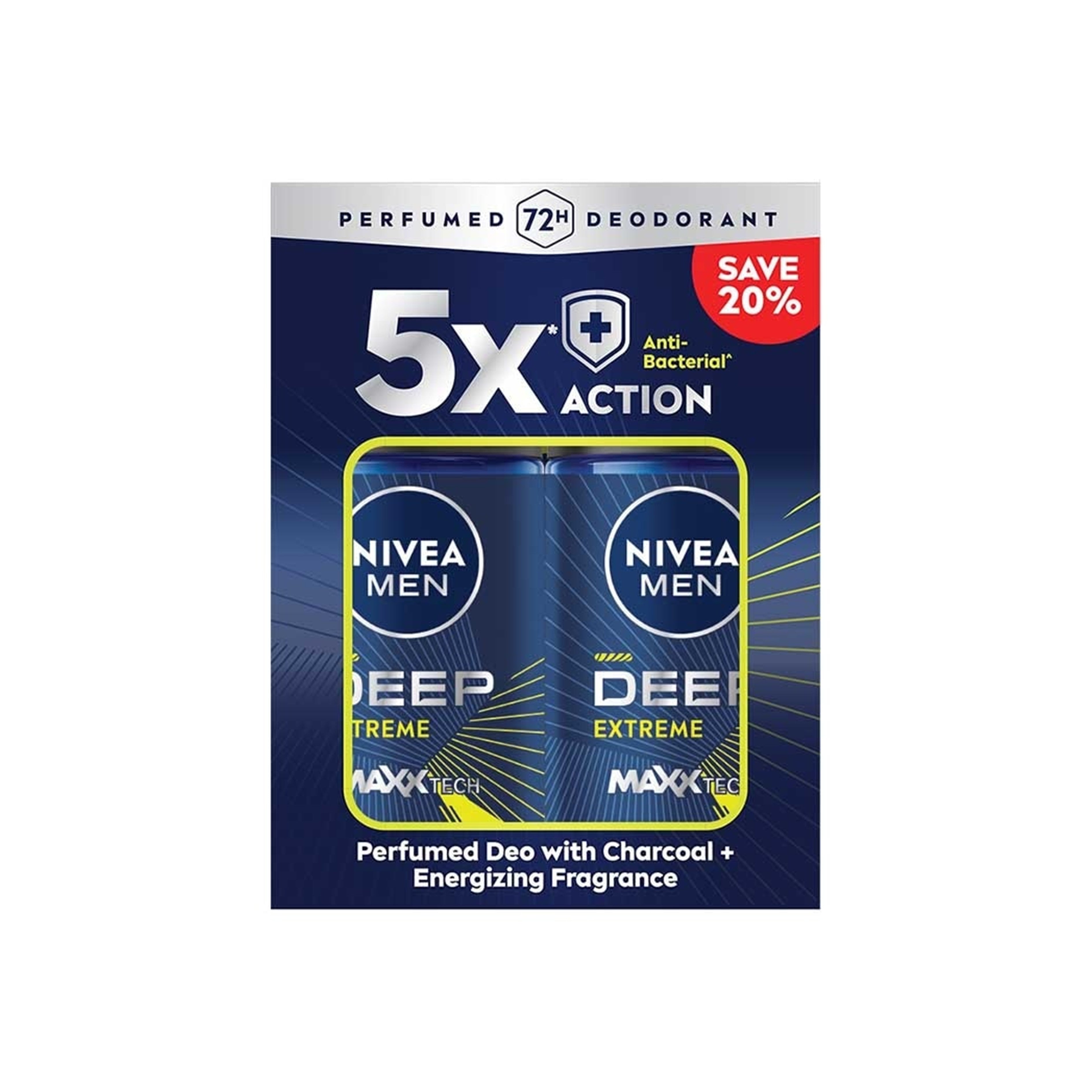 Nivea Men Deep Extreme MaxxTech 72H Anti-Perspirant Roll On 50mLx2's [Twinpack]