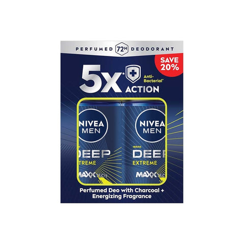 Nivea Men Deep Extreme MaxxTech 72H Anti-Perspirant Roll On 50mLx2's [Twinpack]