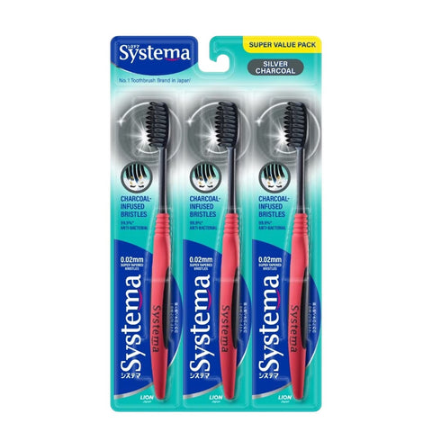 Systema Toothbrush Silver Charcoal 3 pcs (Super Value Pack)