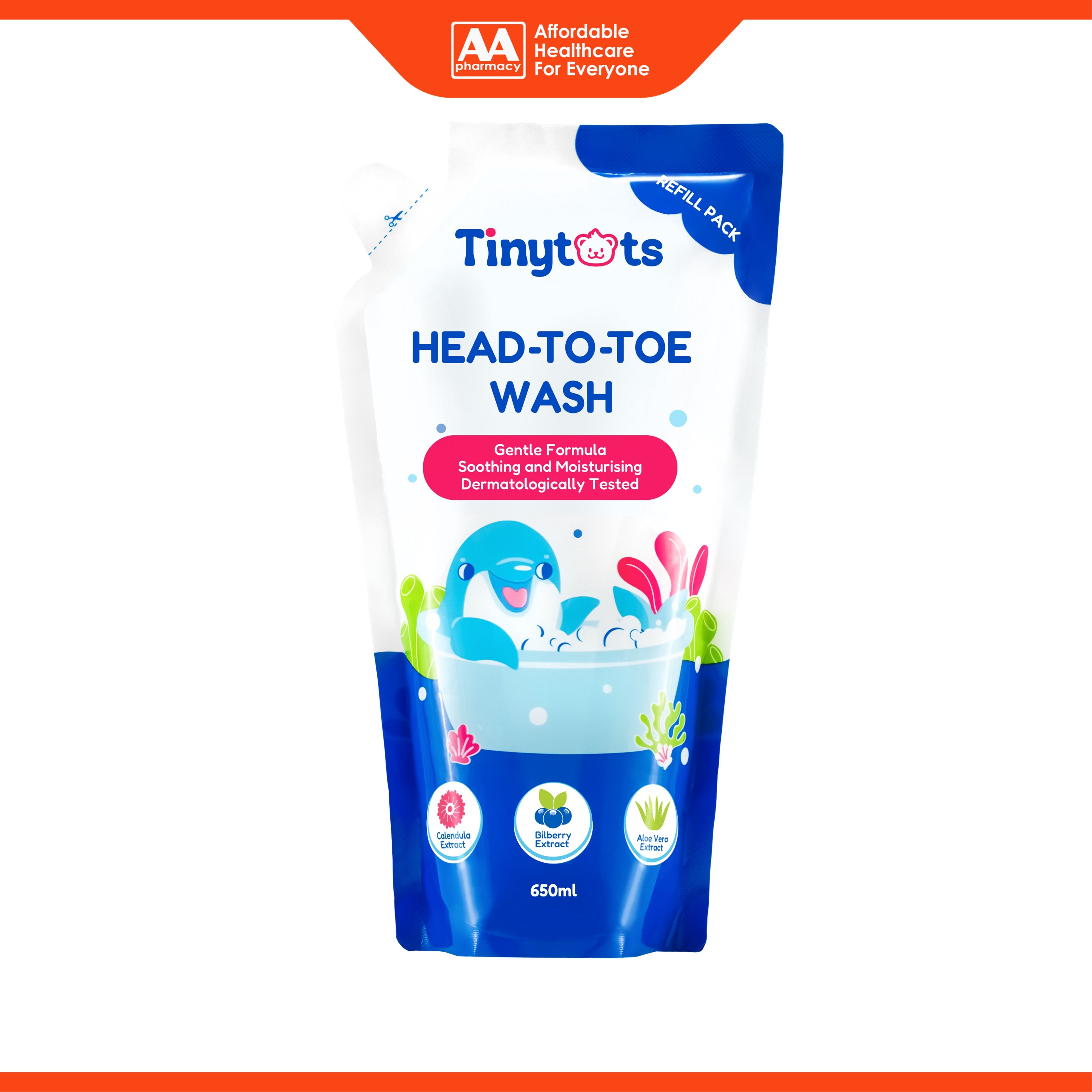 Tinytots Head-To-Toe Wash Refill Pack (650ml)