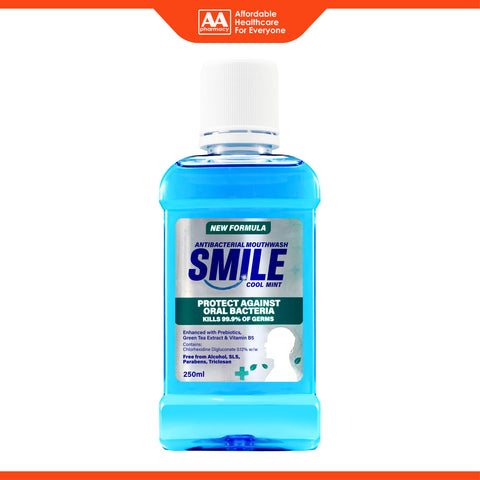 Smile Antibacterial Mouthwash 250mL (Cool Mint)