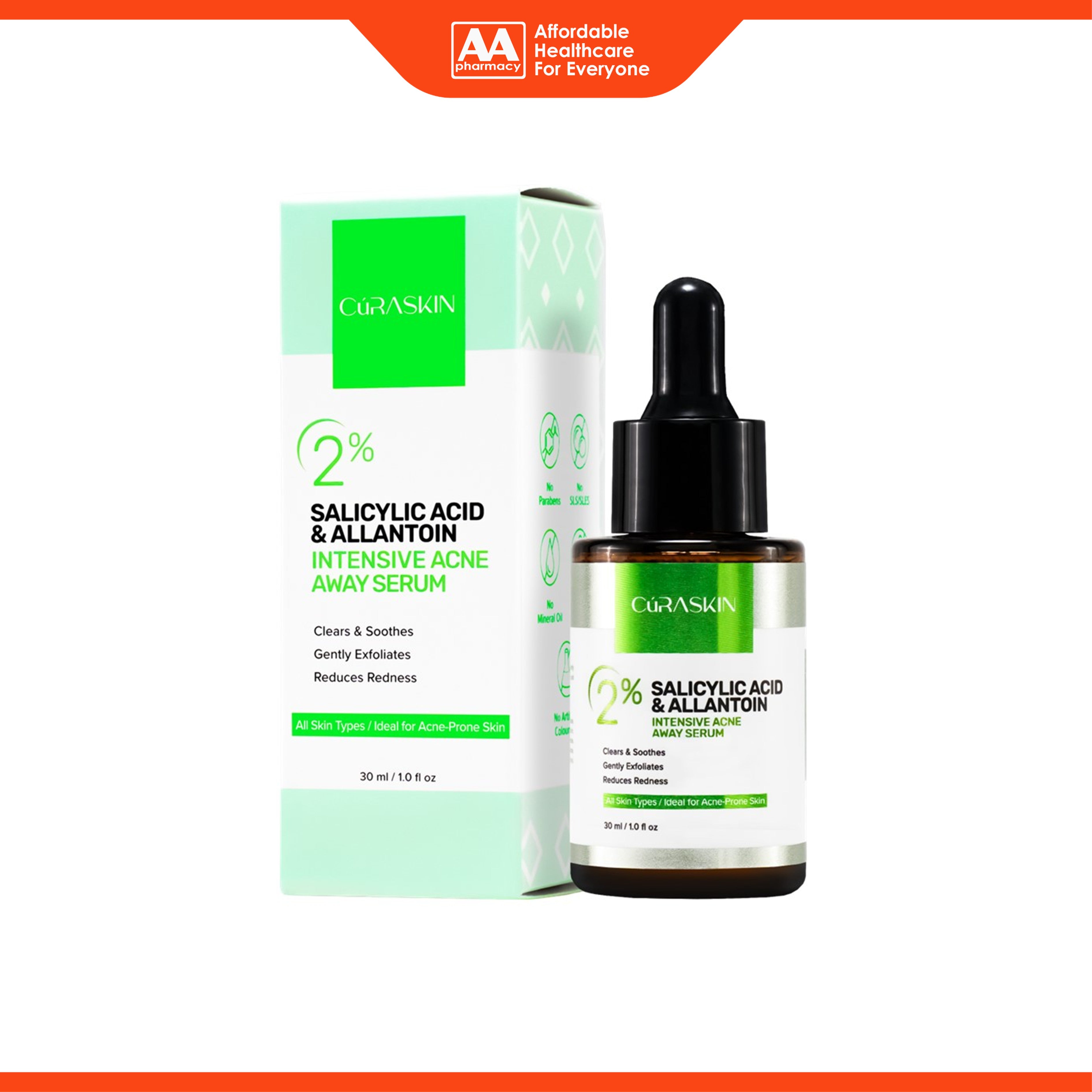 Curaskin 2% Salicylic Acid + Allantoin Intensive Acne Away Serum 30mL