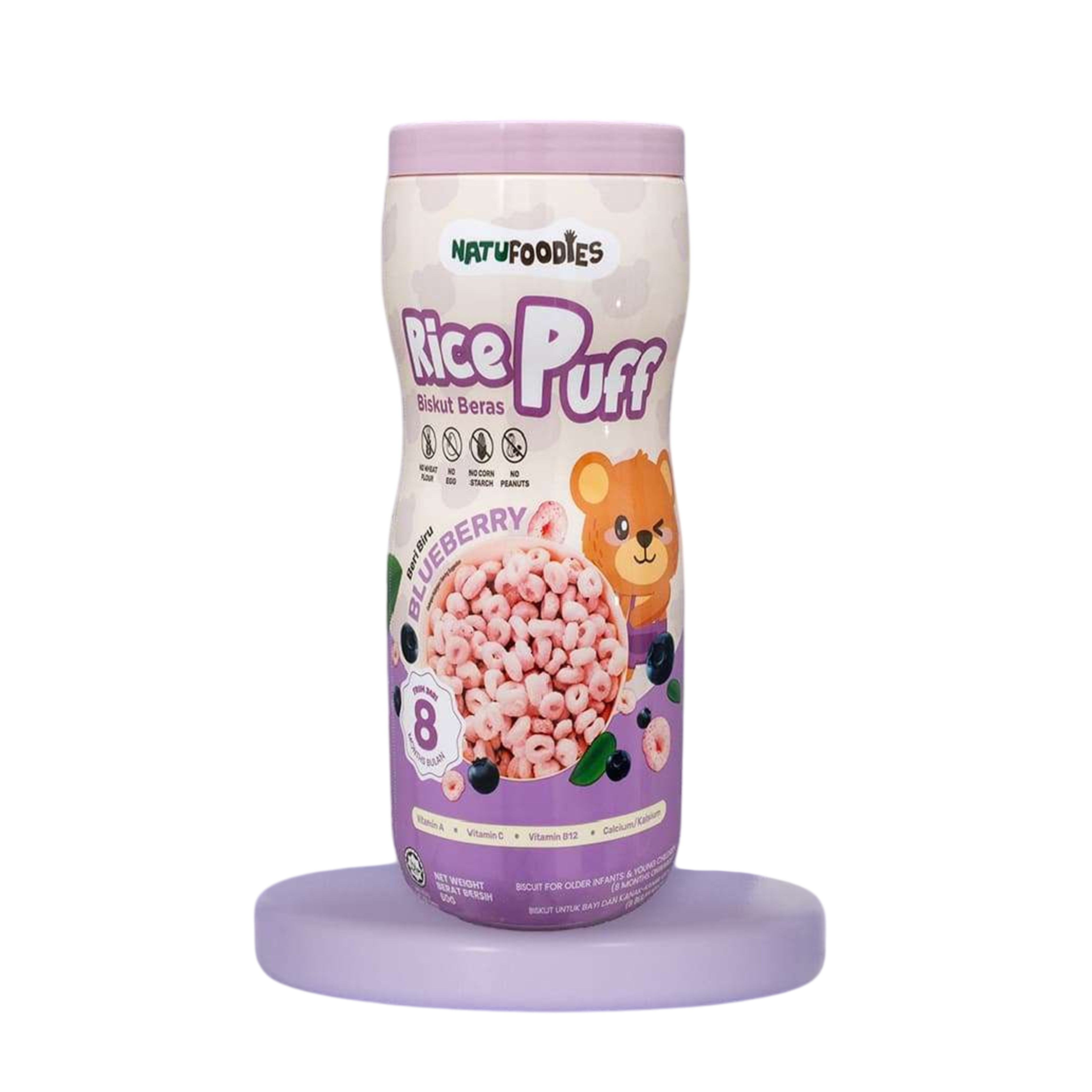 NatuFoodies Rice Puff (Blueberry) 60g (For Infants from 8 Months)