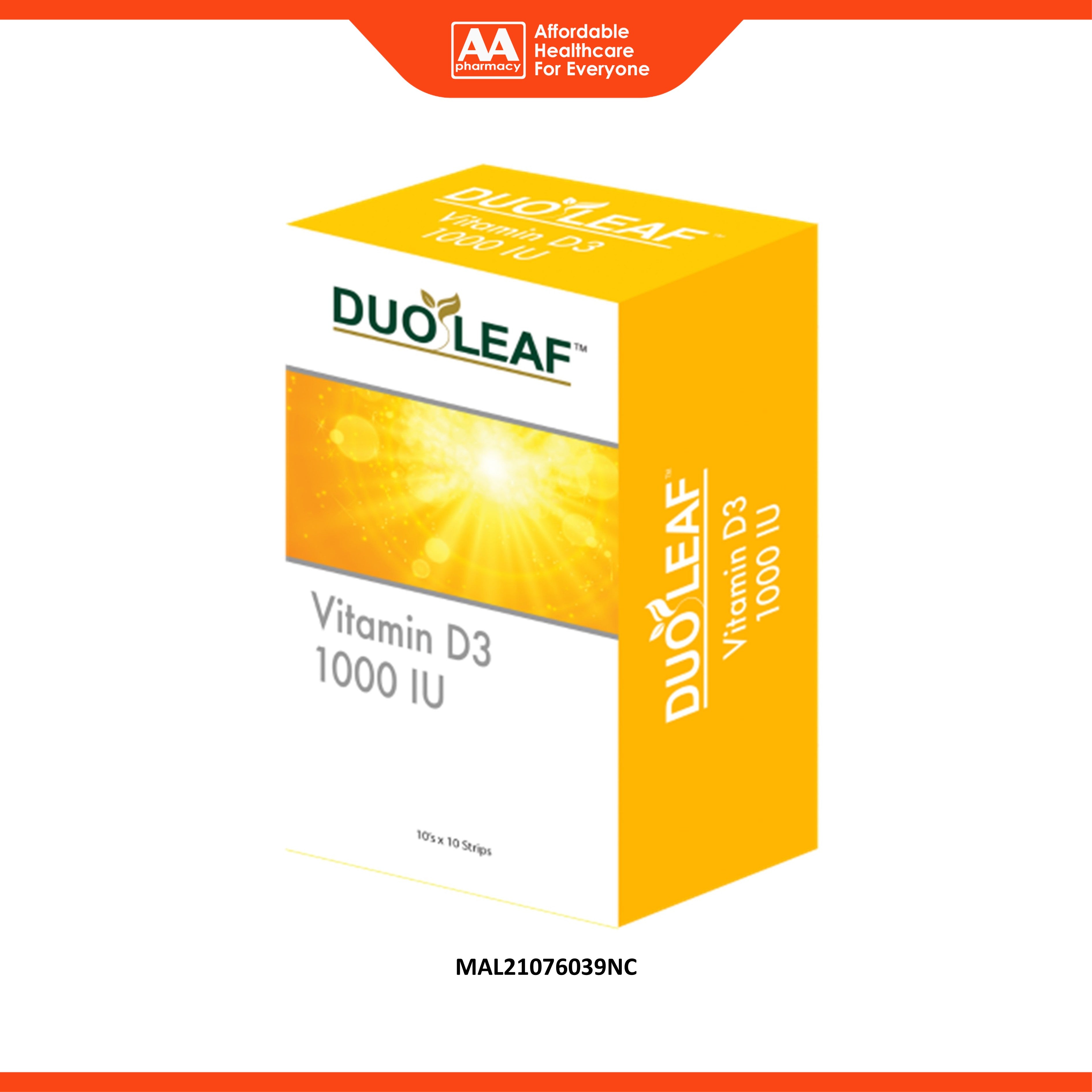 Duoleaf Vitamin D3 1000IU Tablet 10x10's
