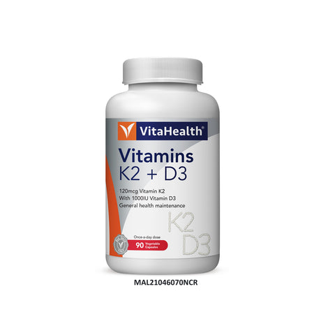 VitaHealth Vitamins K2 + D3 Vegetable Capsule 90's