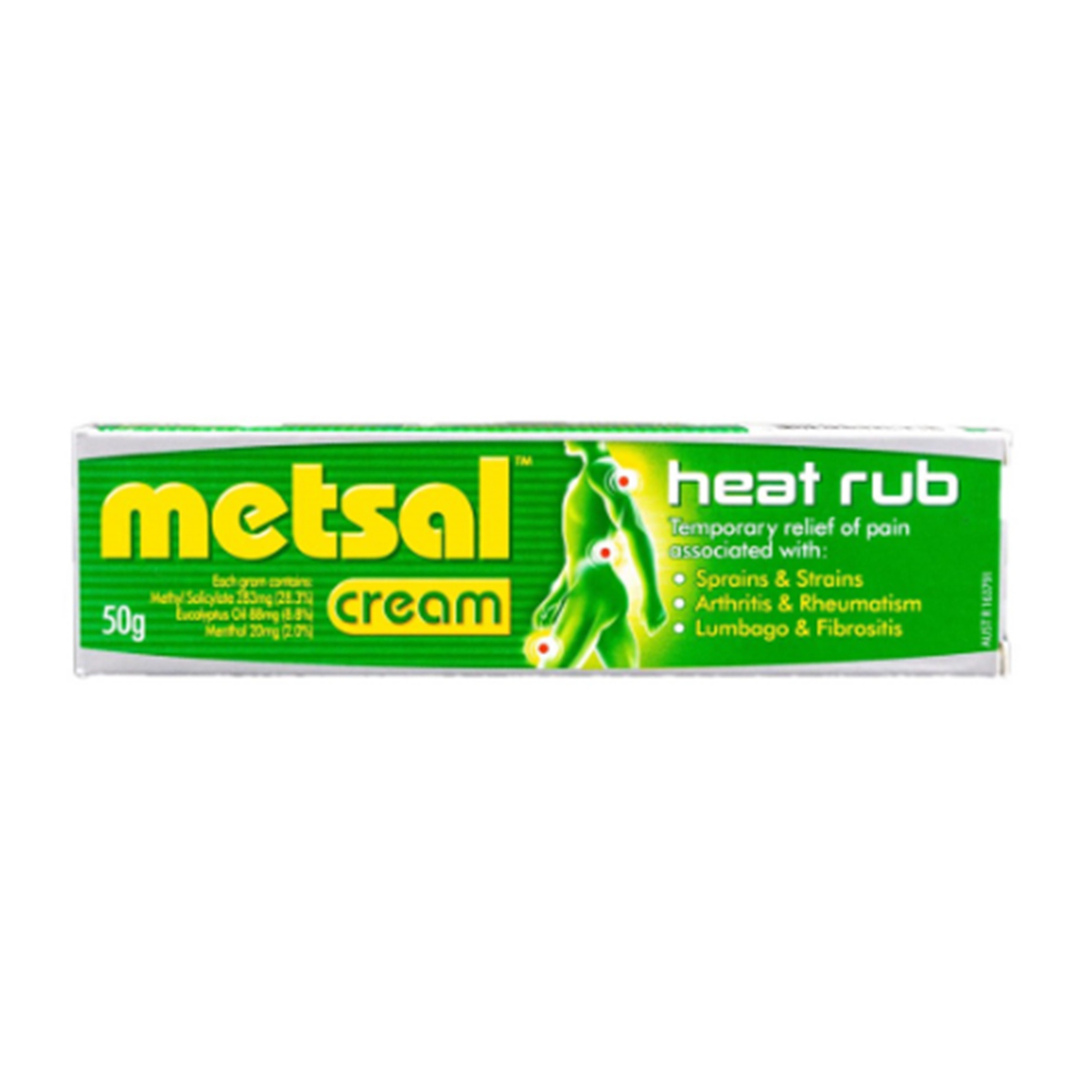Metsal Heat Rub Cream 50g (Relief of Pain Associated With Strains of Joints and Muscles)