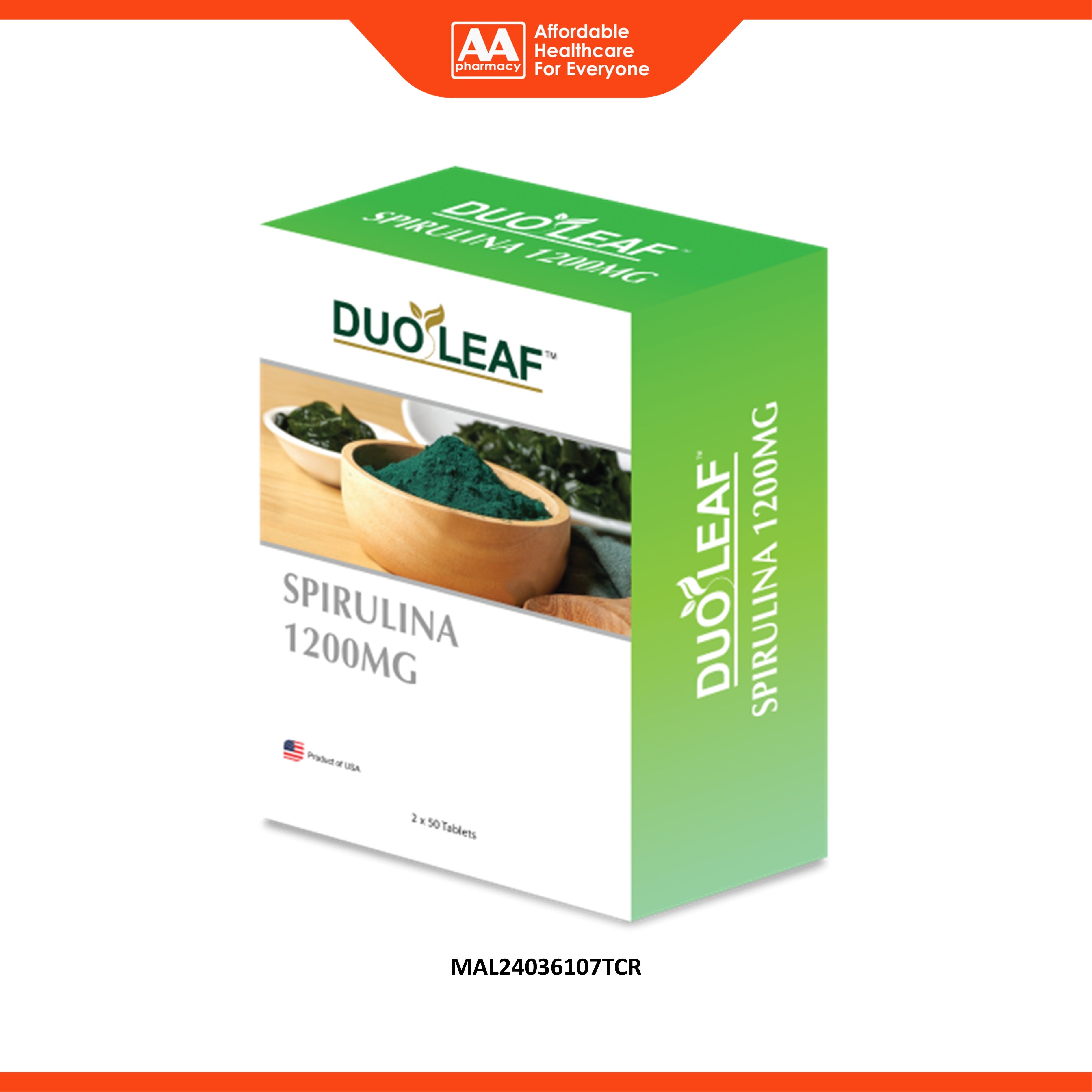 Duoleaf Spirulina 1200mg Tablet 2x50's