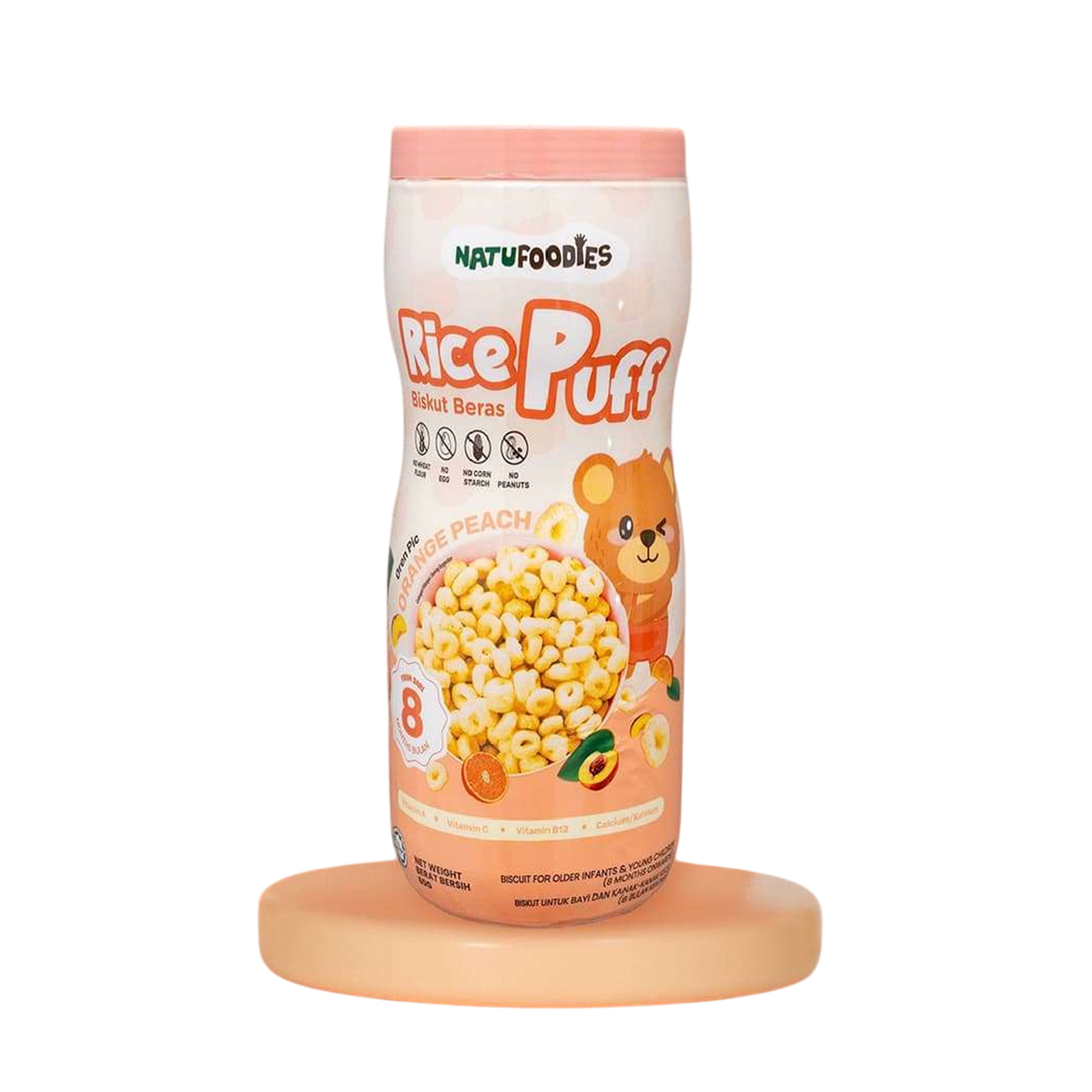 NatuFoodies Rice Puff (Orange Peach) 60g (For Infants from 8 Months)