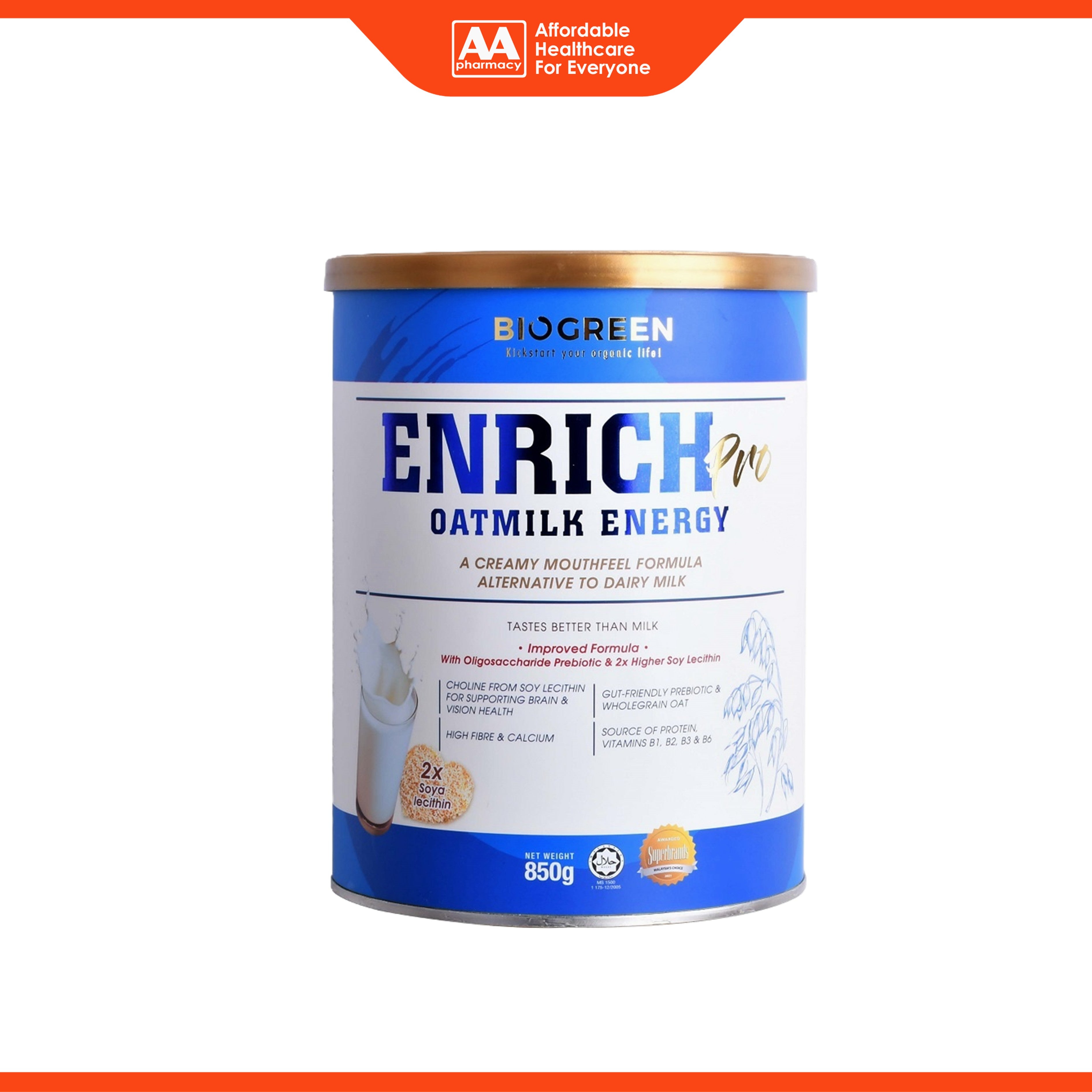 Biogreen Enrich Pro Oatmilk Energy 850g
