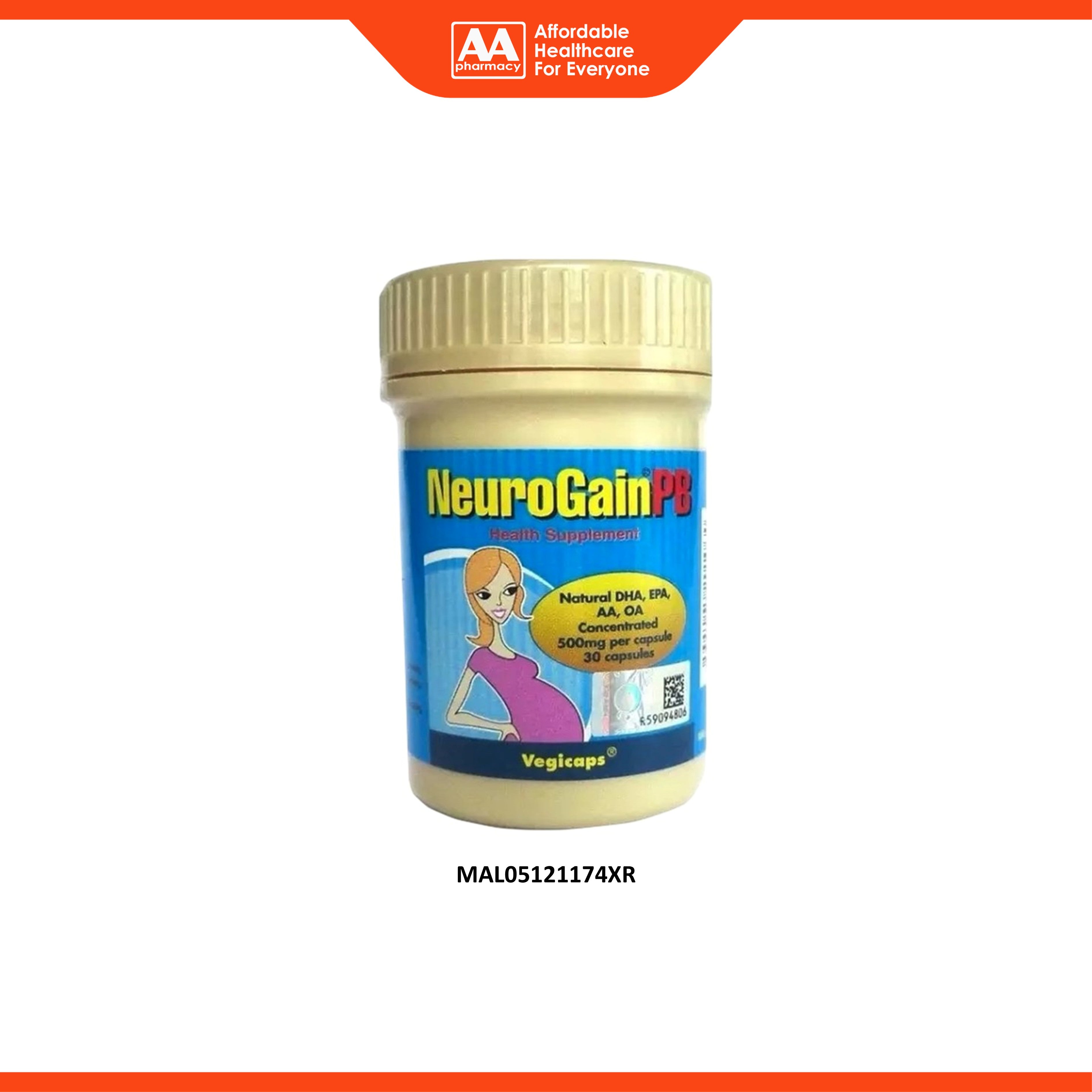NeuroGain PB (Natural DHA, EPA, AA, OA) 500mg Vegecapsule 30's