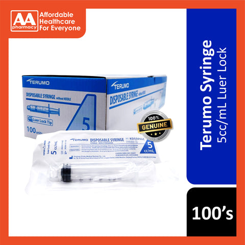 Terumo Syringe 5cc/mL 100's (Luer Lock/Luer Slip)