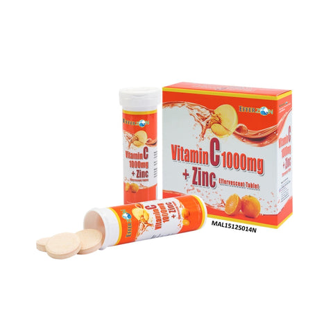 Efferzon Vitamin C 1000mg + Zinc 10mg Effervescent Tablet 3x10's (Orange Flavour)