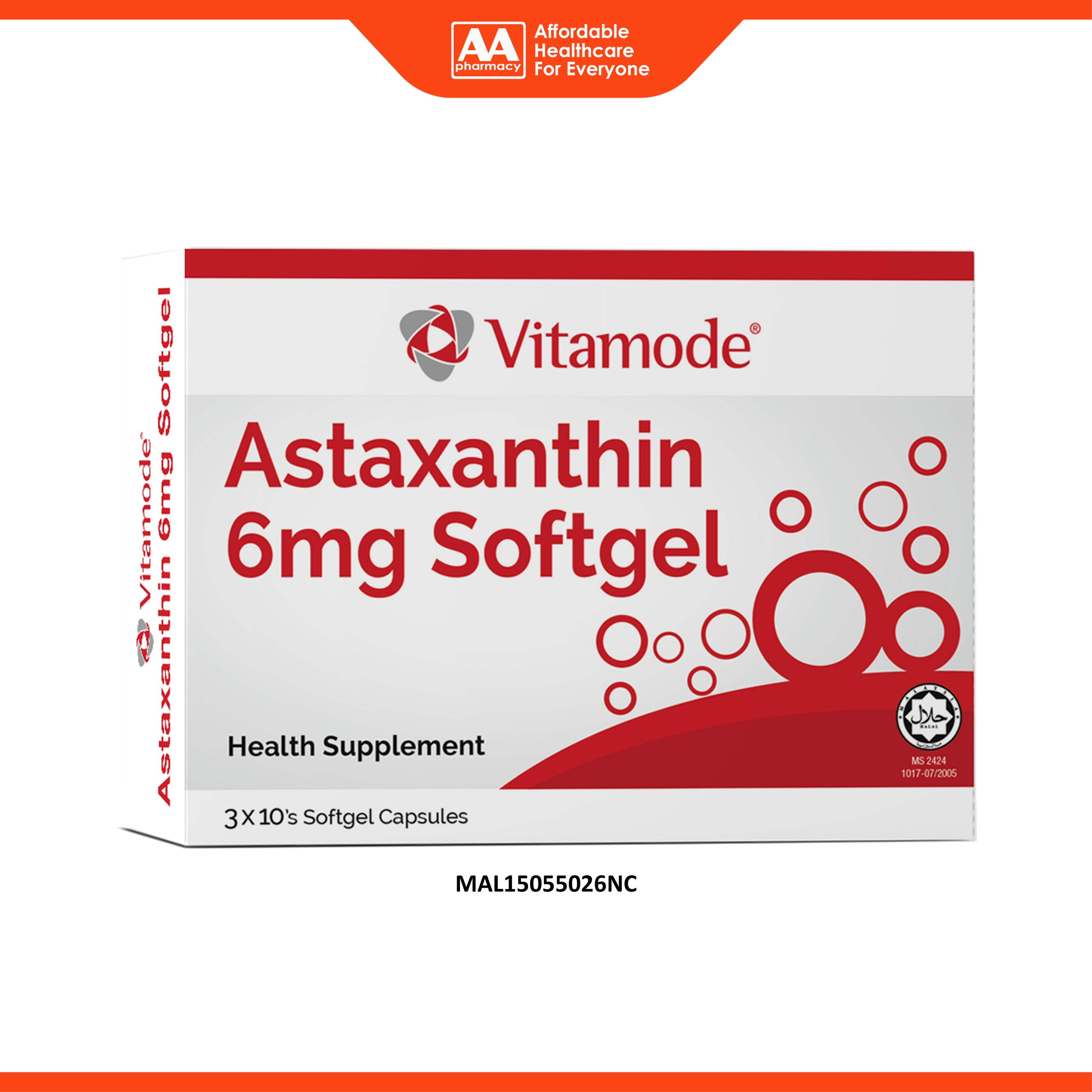 Vitamode Astaxanthin 6mg Softgel Capsule 3x10's