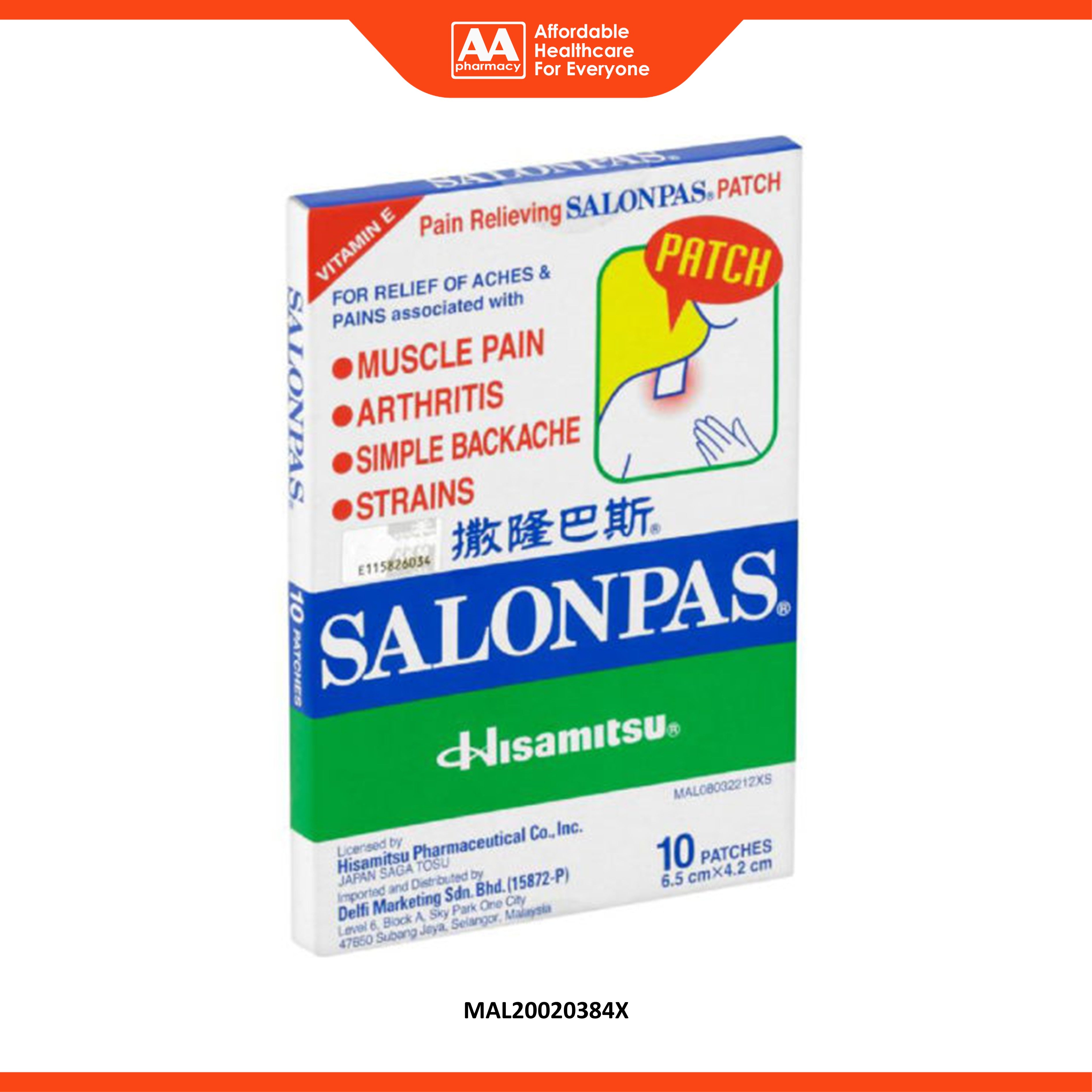 Salonpas Pain Relieving Patch 6.5cm x 4.2cm (10's / 20's / 40's)