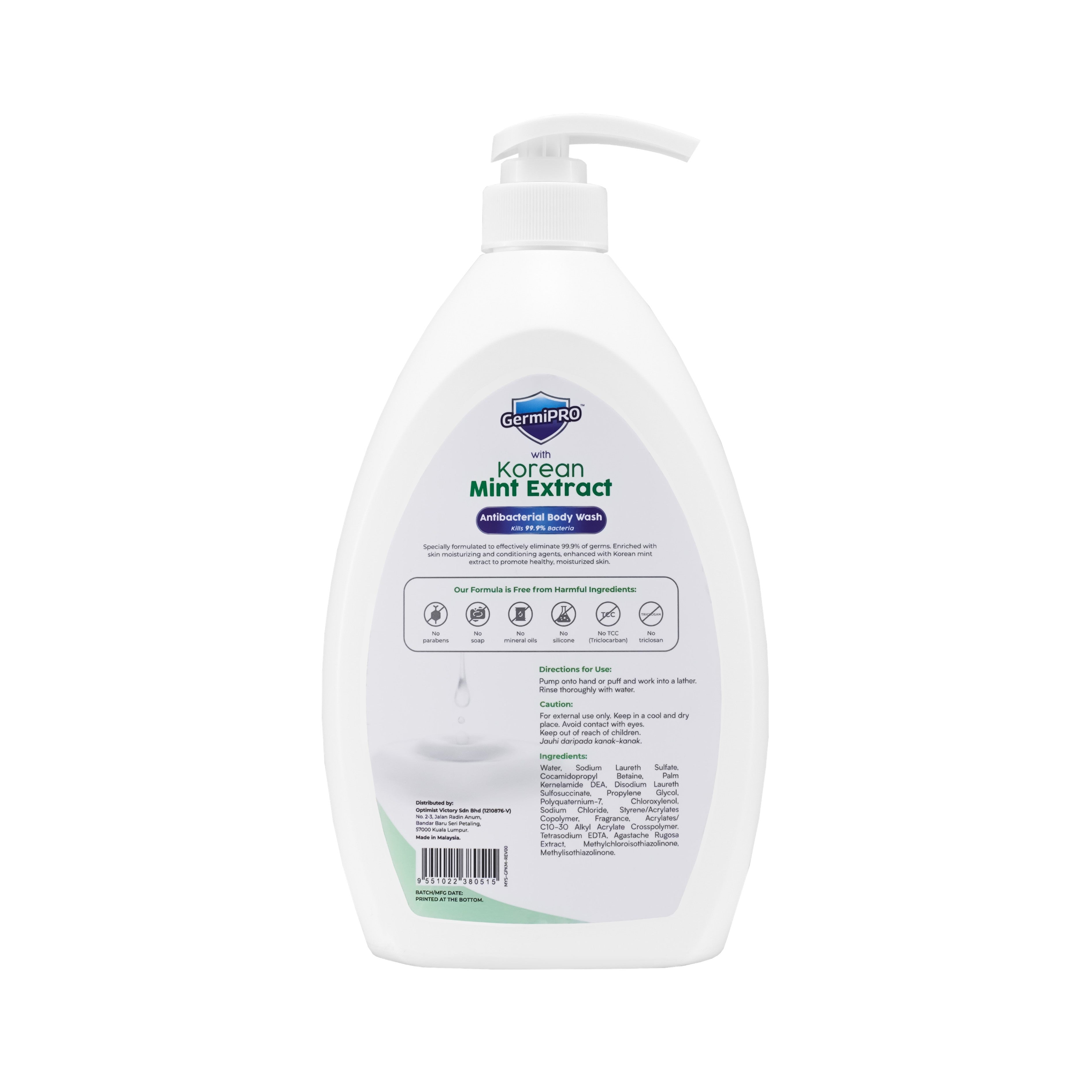 GermiPRO Antibacterial Body Wash - with Korean Mint Extract (1000ml)