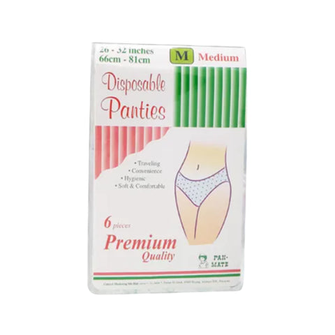 Pan-Mate Premium Quality Disposable Panties Size M 6's (66-81cm / 26-32 inches)