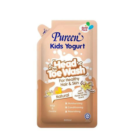 Pureen Kids Yogurt Head To Toe Wash Refill Pack 600mL - Natural