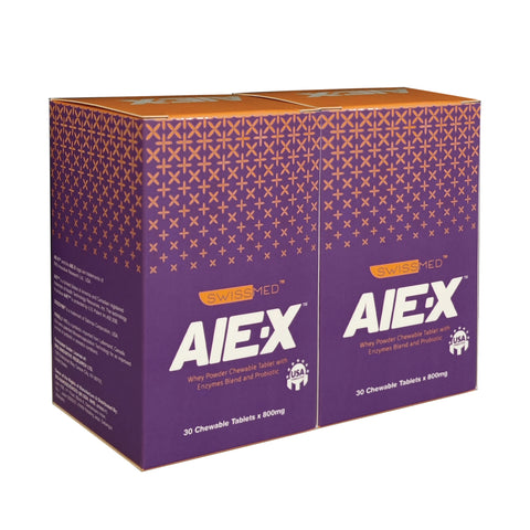Swissmed AIE-X (Whey Protein with Digestive Enzyme and Probiotic) Chewable Tablet 2x30's [New Packaging]