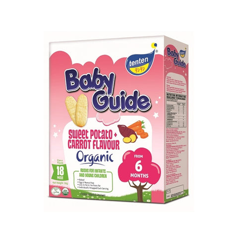 Tenten Baby Guide Organic Rice Rusks (Sweet Potato & Carrot) 36g 9x2's - For 6 Months+