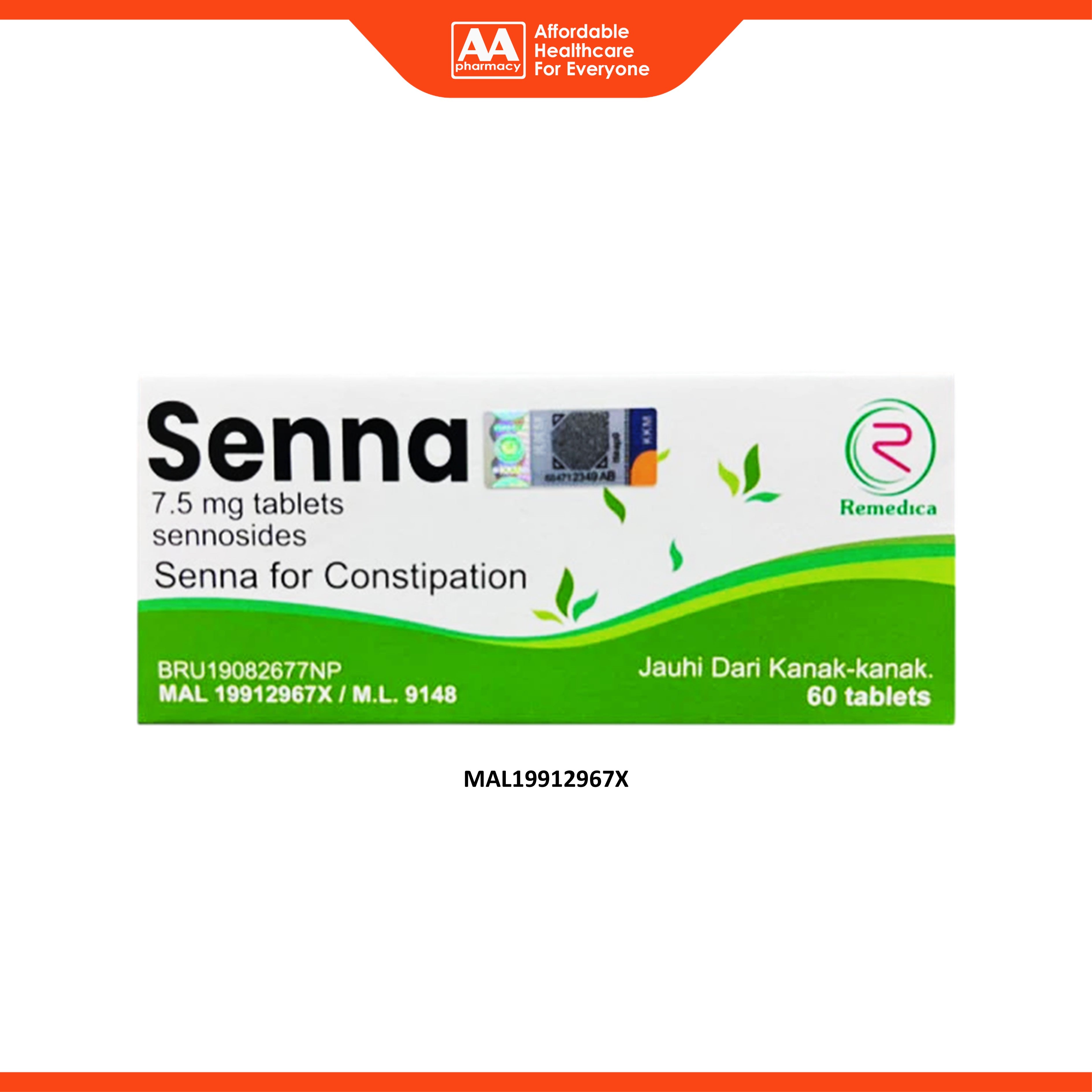 Senna 7.5mg Tablet 60's (For Constipation)
