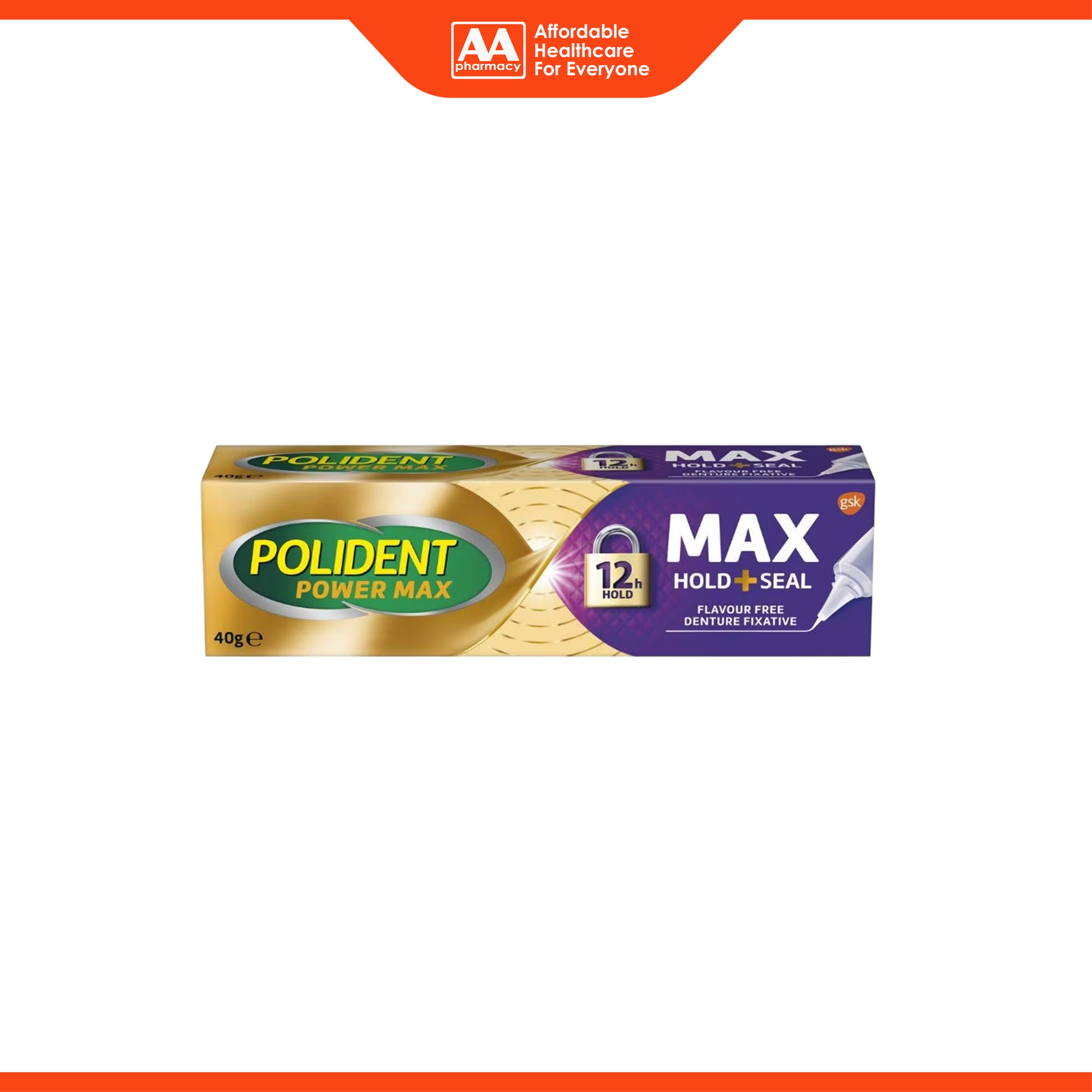 Polident Power Max (Max Hold + Seal) Denture Adhesive Cream 40g (Flavour Free)
