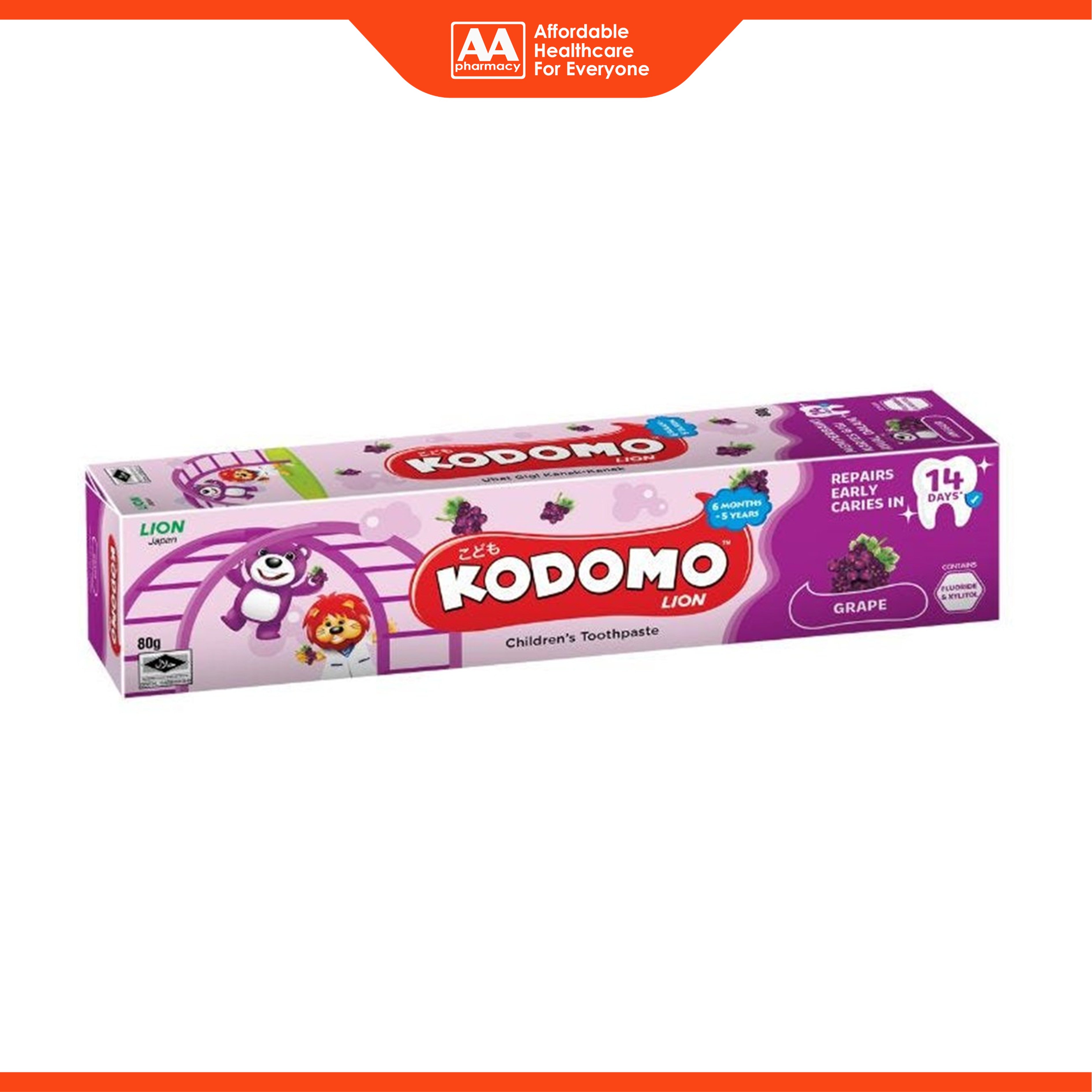Kodomo Lion Children's Toothpaste - Grape Flavour (80g)