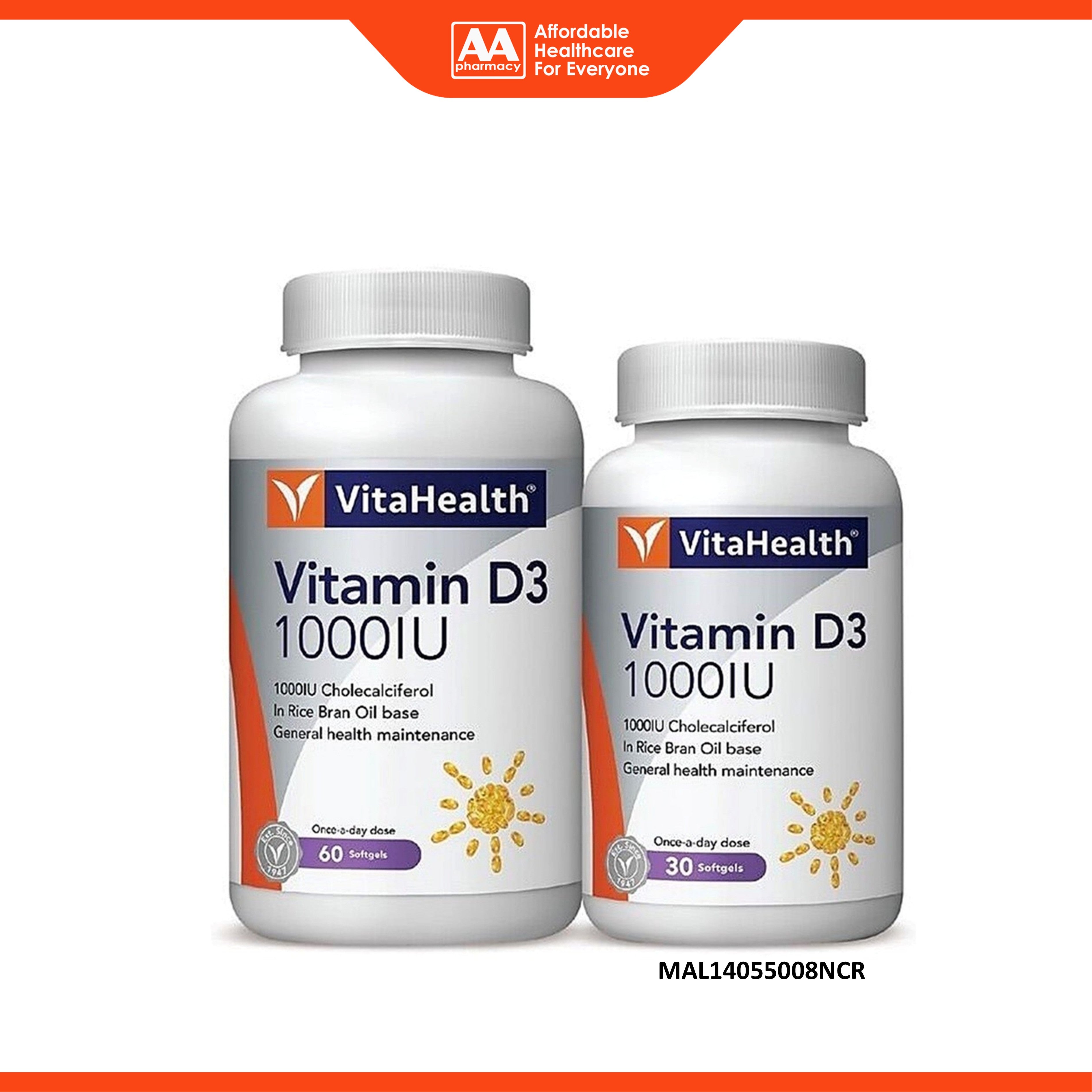 VitaHealth Vitamin D3 1000IU Softgel 60's + 30's