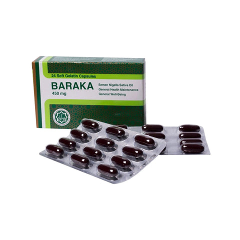 Baraka (Semen Nigella Sativa Oil) 450mg Soft Gelatin Capsule 24's