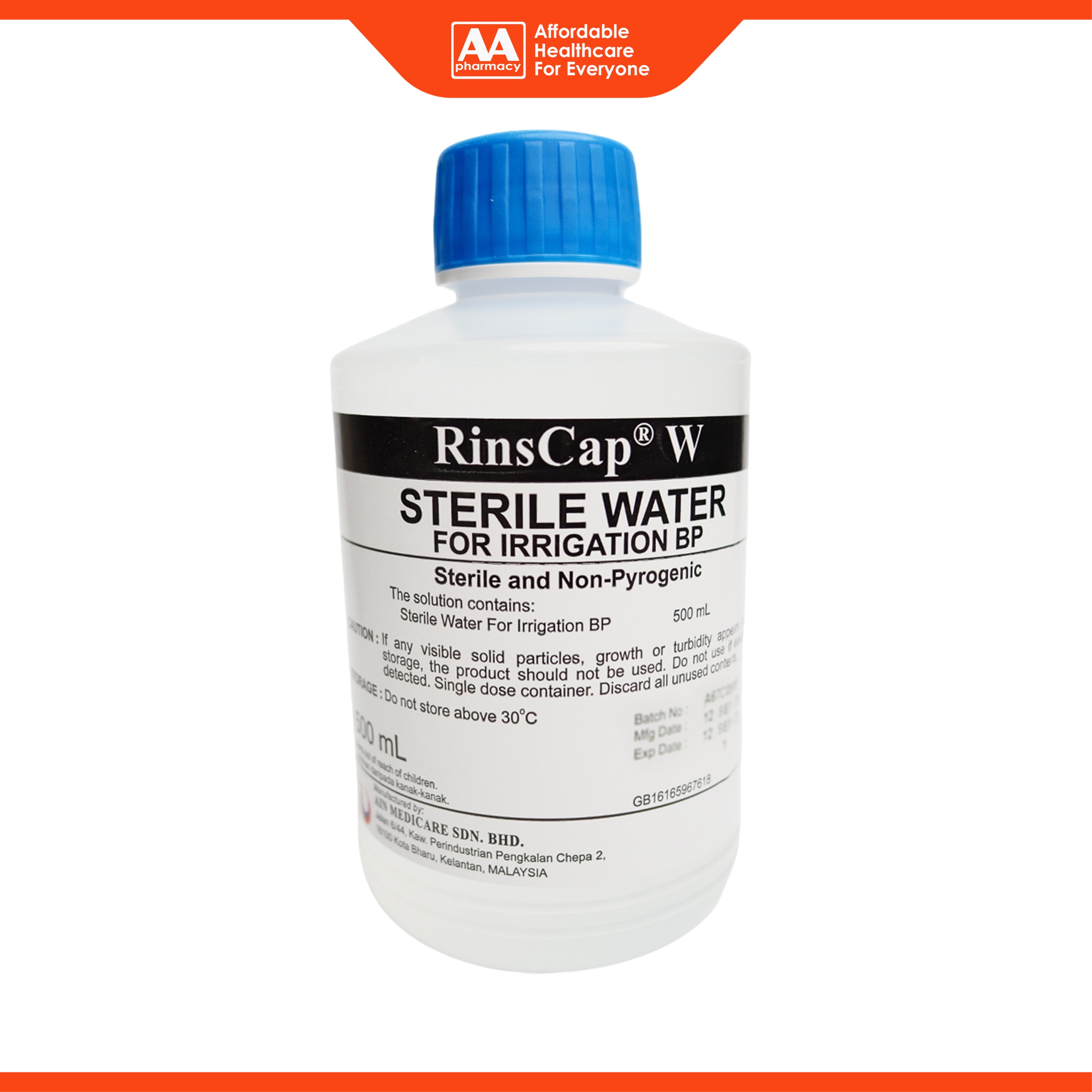 Rinscap W Sterile Water Irrigation Bp 500mL