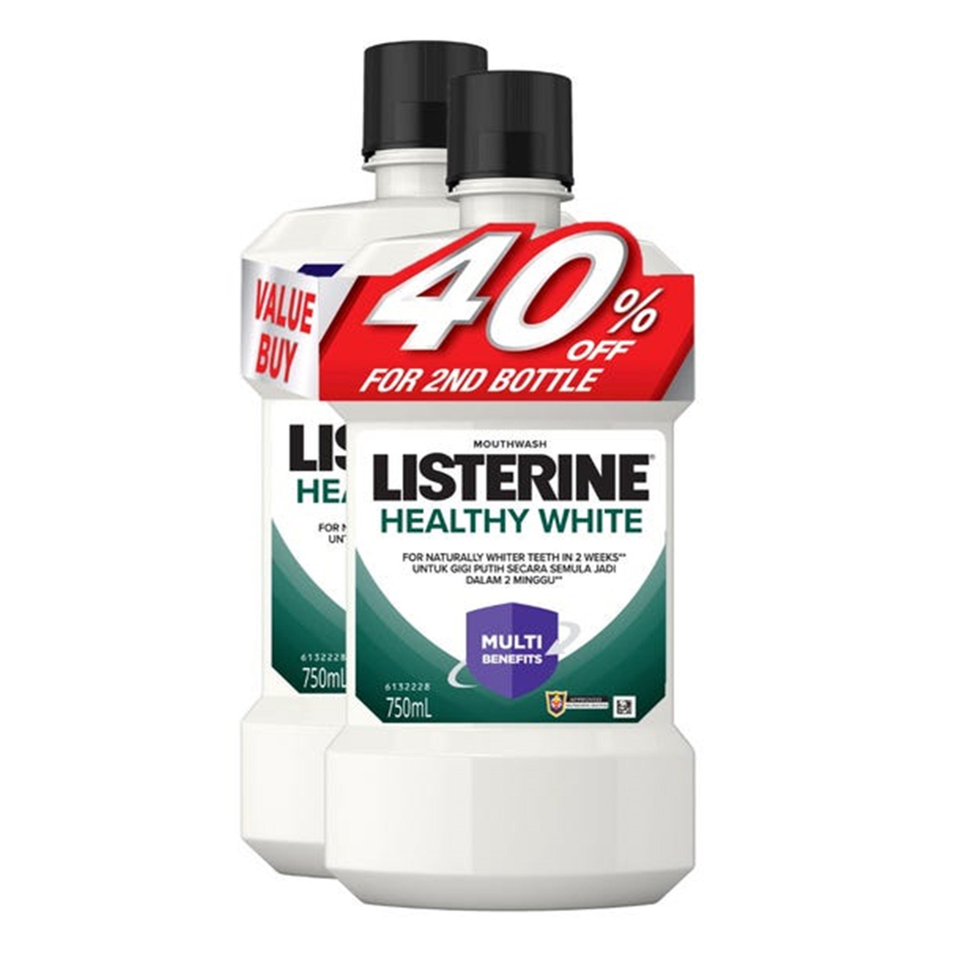 Listerine Mouthwash - Healthy White 750mLx2's [Twinpack]