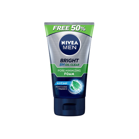 Nivea Men Bright 8H Oil Clear Pore Minimizing Cleansing Foam 150g