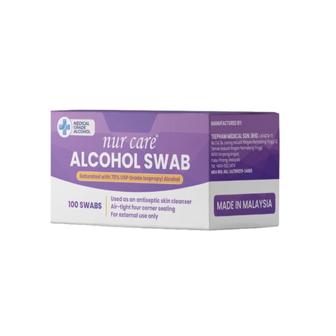 Nur Care Alcohol Swab (70% USP Grade Isopropyl Alcohol) 100's