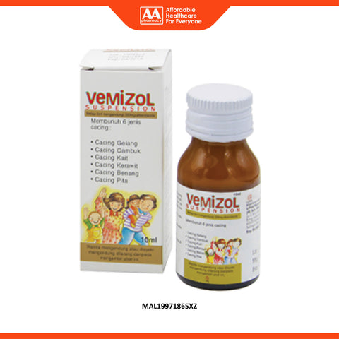 Vemizol Deworming (Albendazole 400mg/10mL) Suspension 10mL (Milk Flavour)