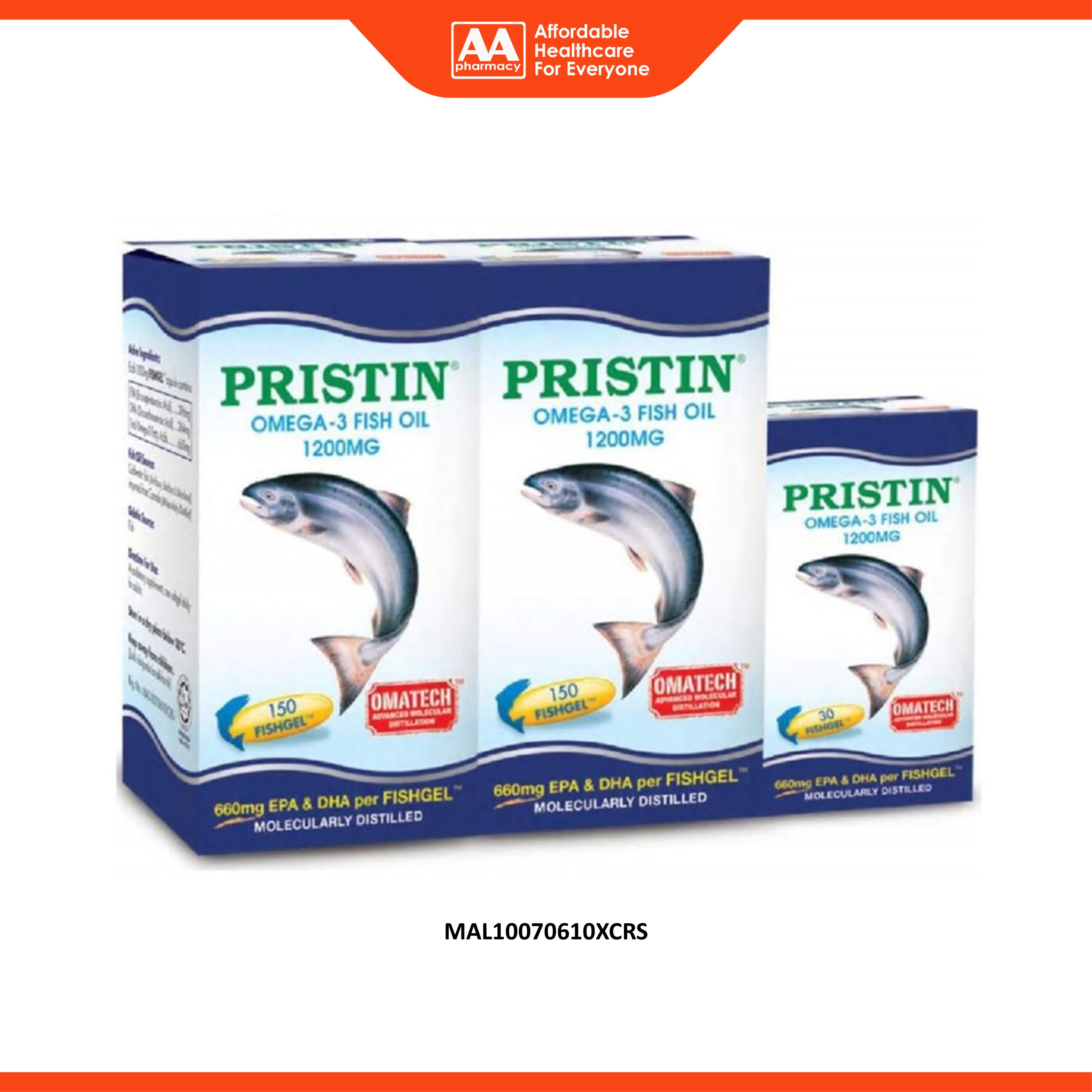 THC Pristin Omega-3 Fish Oil 1200mg Fishgel 2x150's+30's [Value Pack]