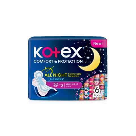 Kotex Pads (Comfort and Protection, Maxi Night Wing, 32cm) 6's [Night Use]