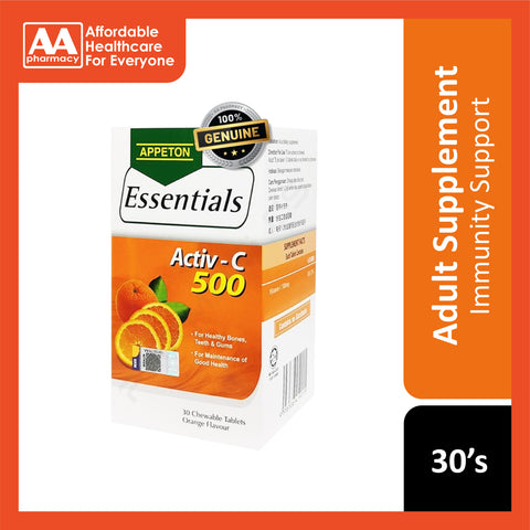 [CLEARANCE] [EXP 12/2026] Appeton Essentials Activ-C 500mg (Orange Flavour) Chewable Tablet 30's