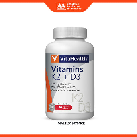 VitaHealth Vitamins K2 + D3 Vegetable Capsule 90's