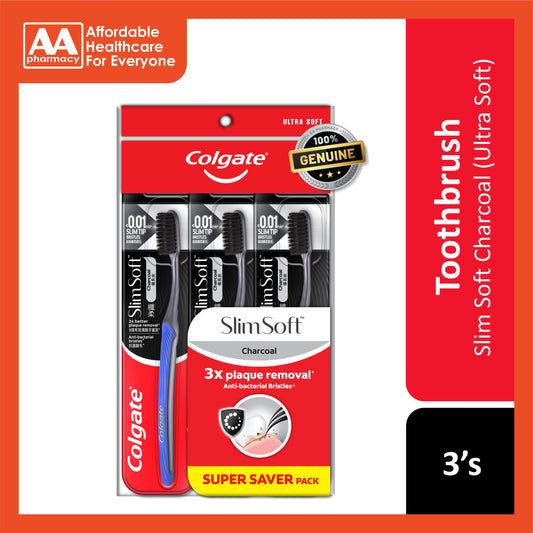 Colgate Toothbrush (Slim Soft Charcoal, Ultra Soft) 3's