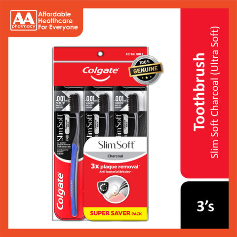Colgate Toothbrush (Slim Soft Charcoal, Ultra Soft) 3's