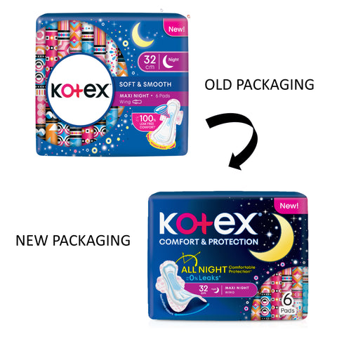 Kotex Pads (Comfort and Protection, Maxi Night Wing, 32cm) 6's [Night Use]