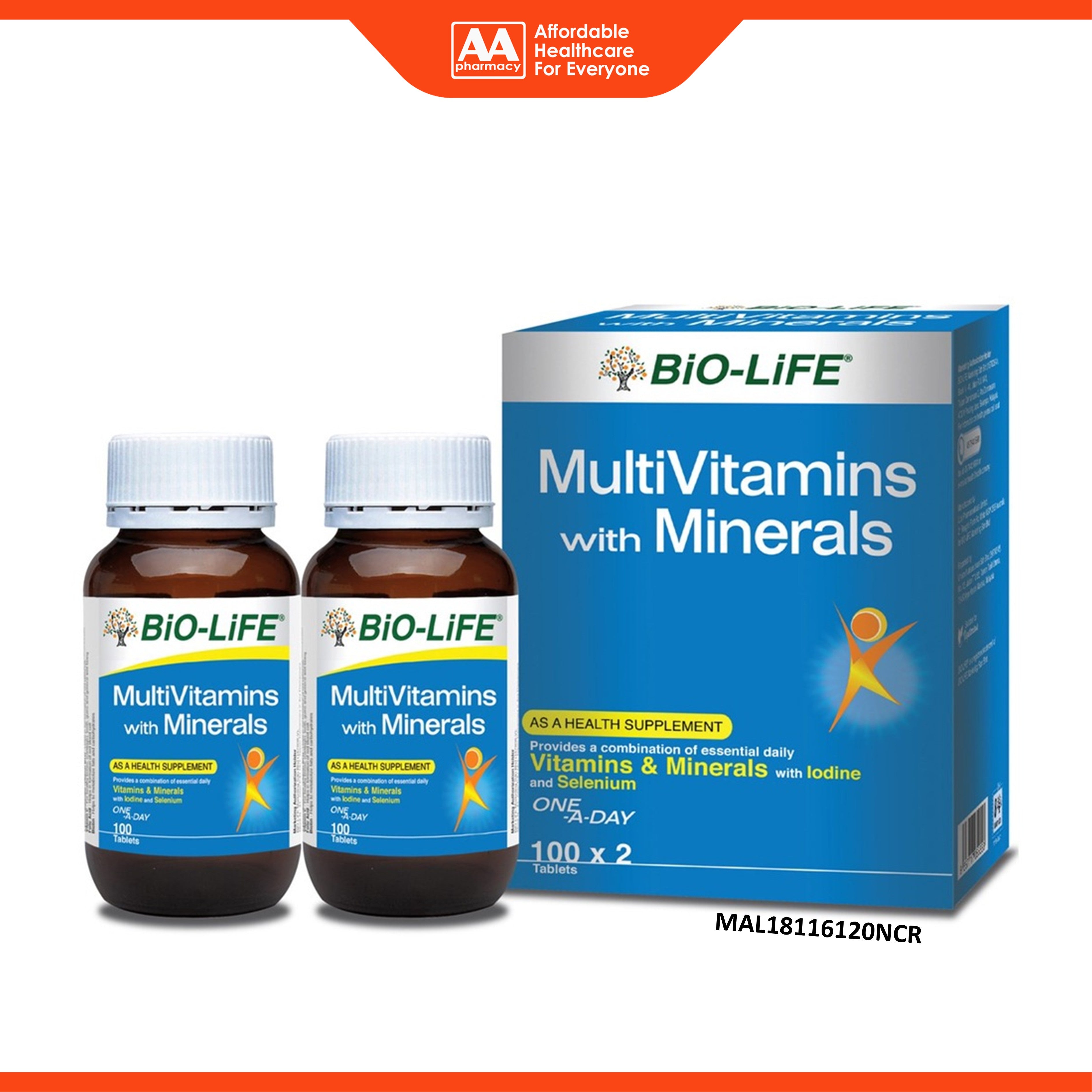 Bio-Life Multivitamins With Minerals Tablet 2x100's