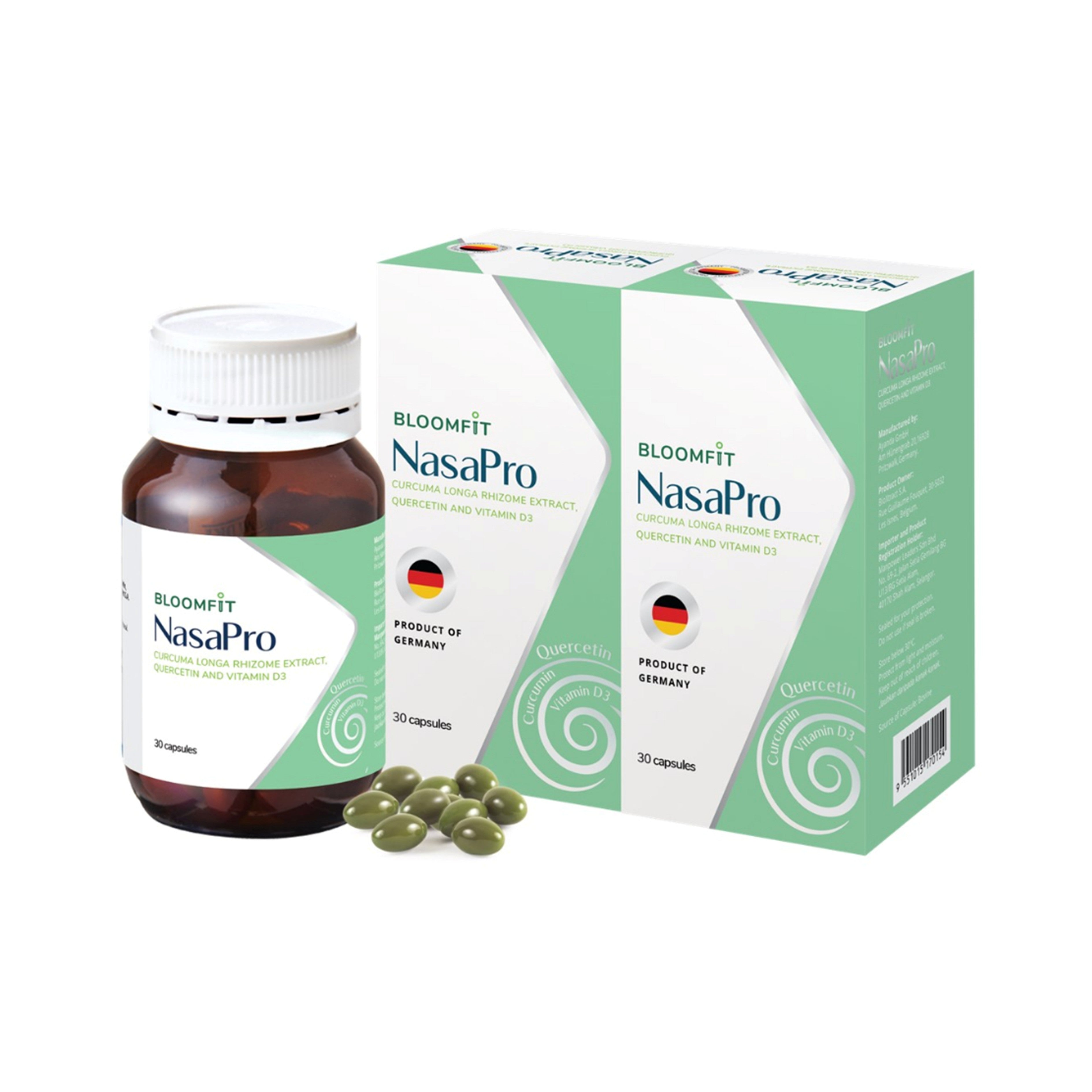 Bloomfit NasaPro (Curcuma Longa Rhizome Extract, Quercetin and Vitamin D3) Capsule 2x30's
