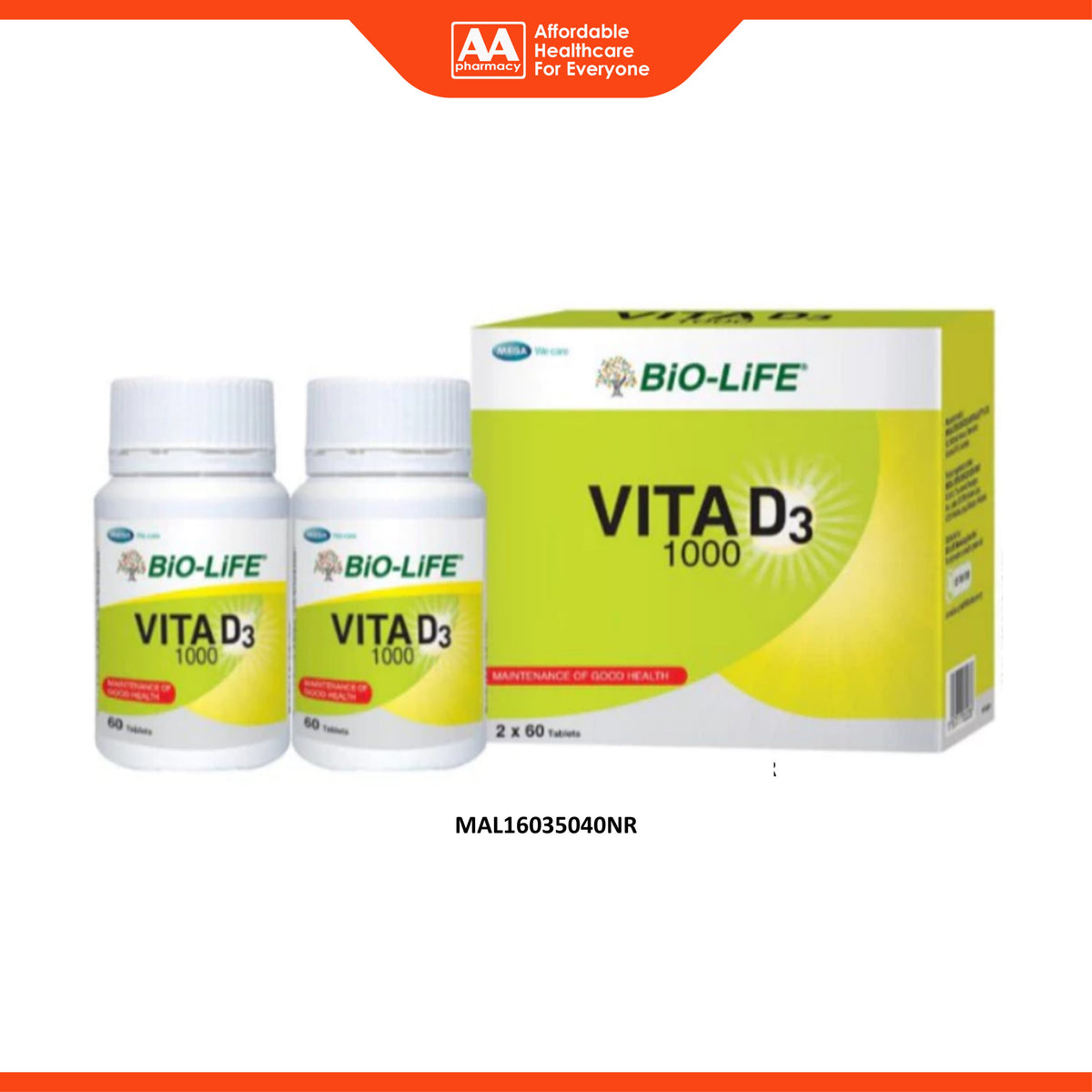 BiO-LiFE Vita D3 1000 Tablet (2 x 60's)