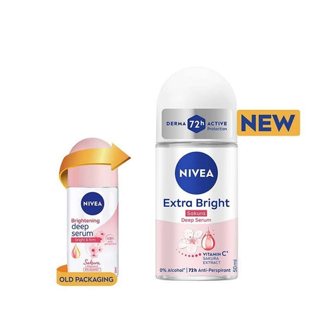Nivea Female Extra Bright (Sakura) Deep Serum Anti-Perspirant Roll On 50mL