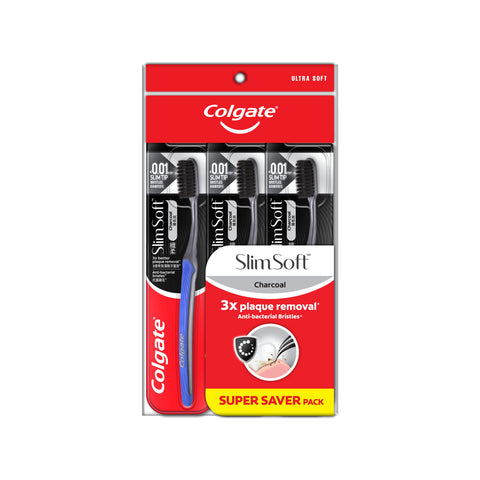 Colgate Toothbrush (Slim Soft Charcoal, Ultra Soft) 3's